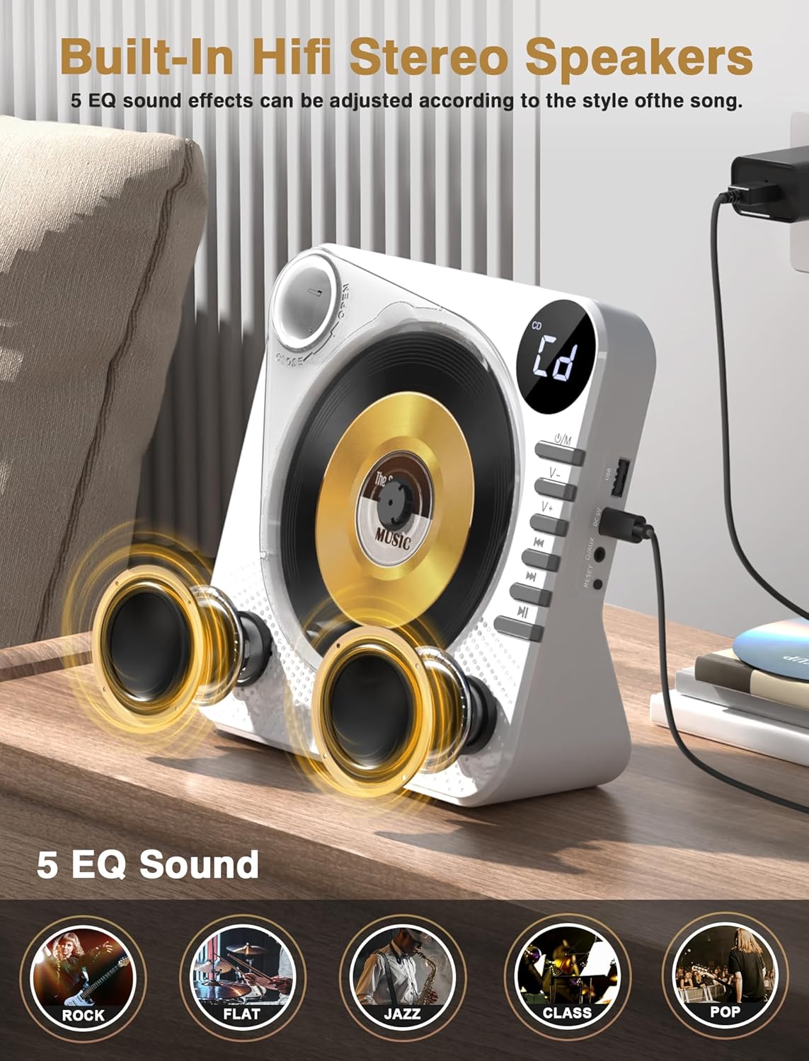 Thumbnail 6 de Greadio Portable CD Player with Bluetooth 5.1 — Versatile, Space-Saving HiFi for Home Use