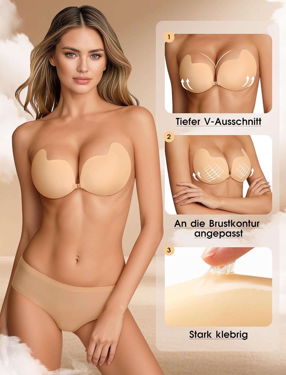 Thumbnail 1 de Klebe BH Push Up Rückenfrei – Wiederverwendbarer trägerloser Klebe-BH für rückenfreie Kleider