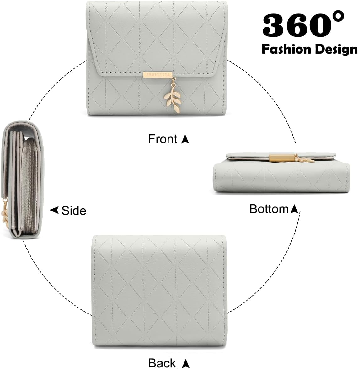 Thumbnail 4 de REETEE Ladies PU Leather Wallet With Pendant - Bifold Purse for Women with Coin Zipper, 6 Card Slots (Blue-1)