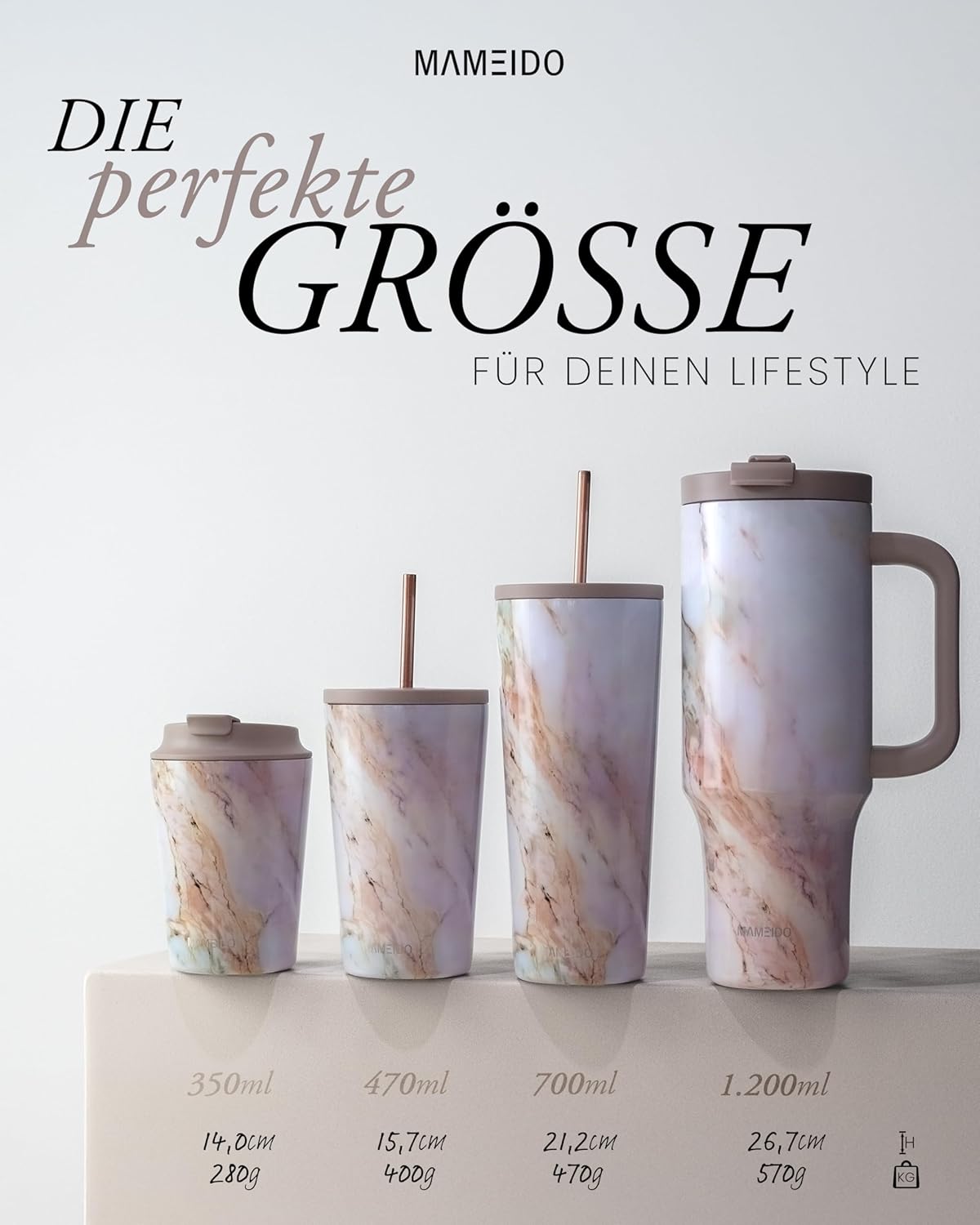 Thumbnail 5 de MAMEIDO Thermobecher mit Strohhalm 470 ml (doppelwandig, auslaufsicher) – Coffee-to-go Trinkbecher Wild Allure