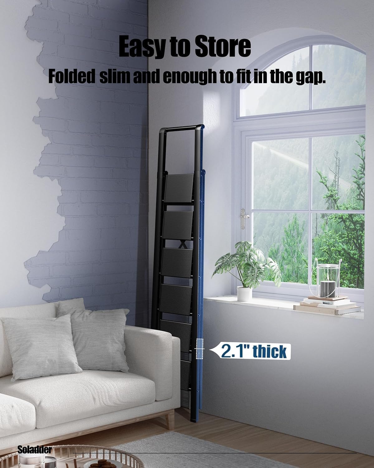 Detalle 2 de Soladder S-FQT20B6-E 6-Step Folding Aluminum Ladder with Handrail