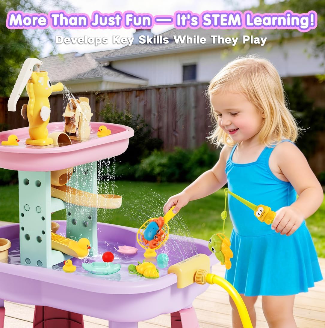 Thumbnail 4 de CRATIVWOOD Toddler Water Table for Kids — 6-in-1 Sand & Water Play with 28 Accessories