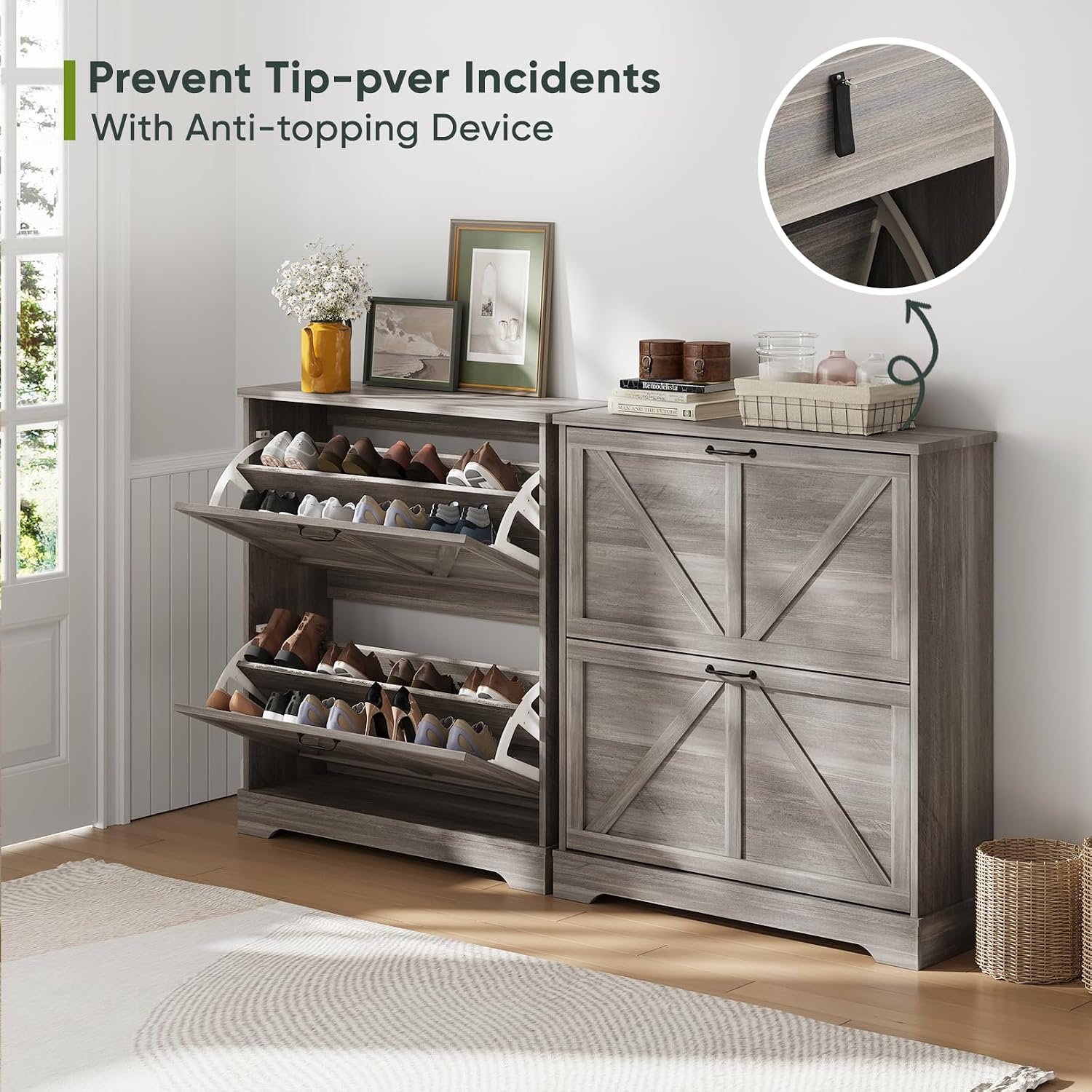 Detalle de FENDEE shoe storage cabinet, 24–30-pair capacity