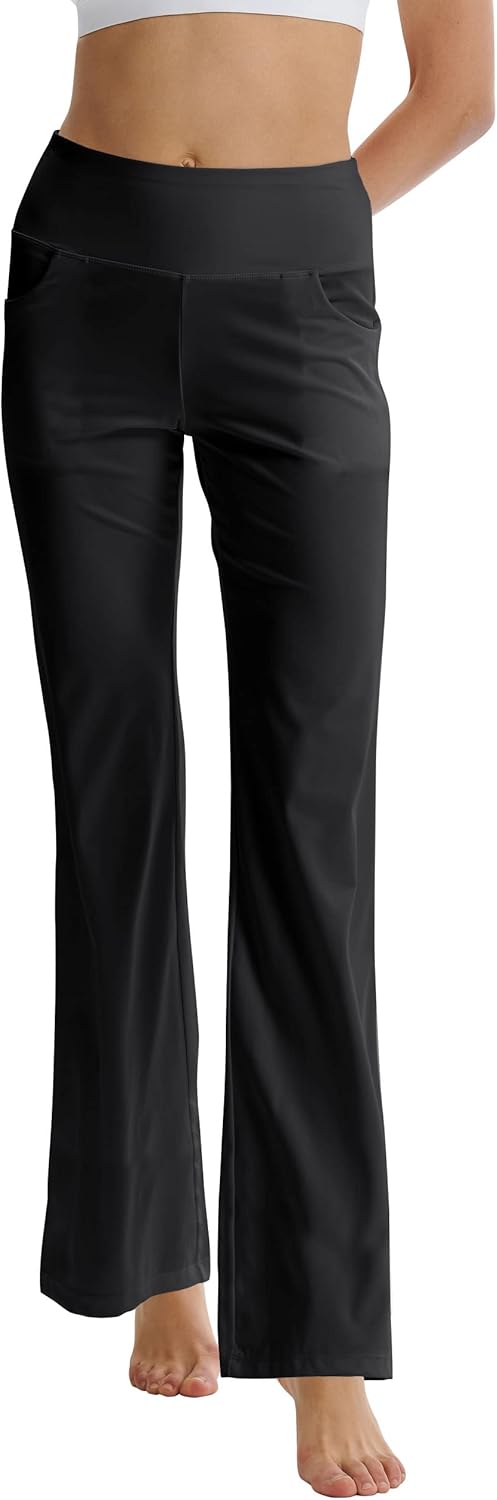 Thumbnail 2 de Laier Women's Red Yoga Pants with Pockets High Waist Flared Bootleg