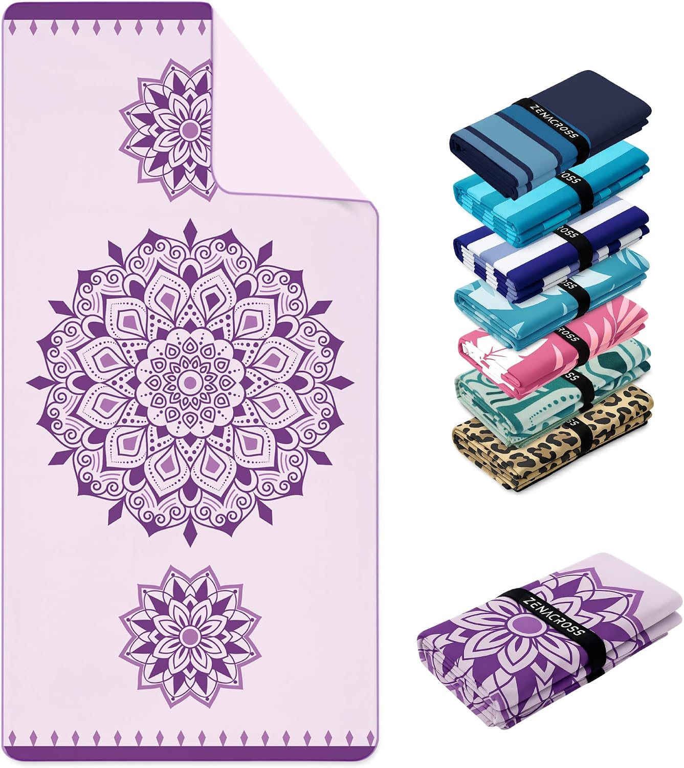 ZENACROSS Serviette de Plage Lilac Ultra‑Absorbante