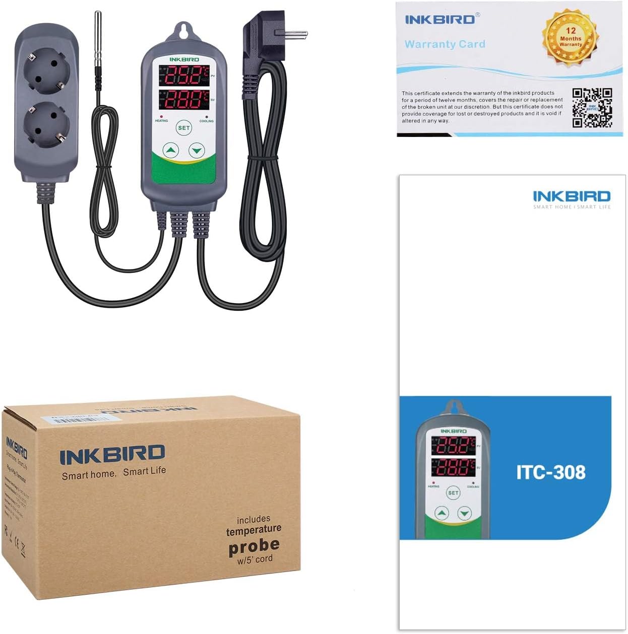 Thumbnail 5 de Inkbird ITC-308 digitaler Temperaturregler mit Fühler für Heizen & Kühlen (230V)
