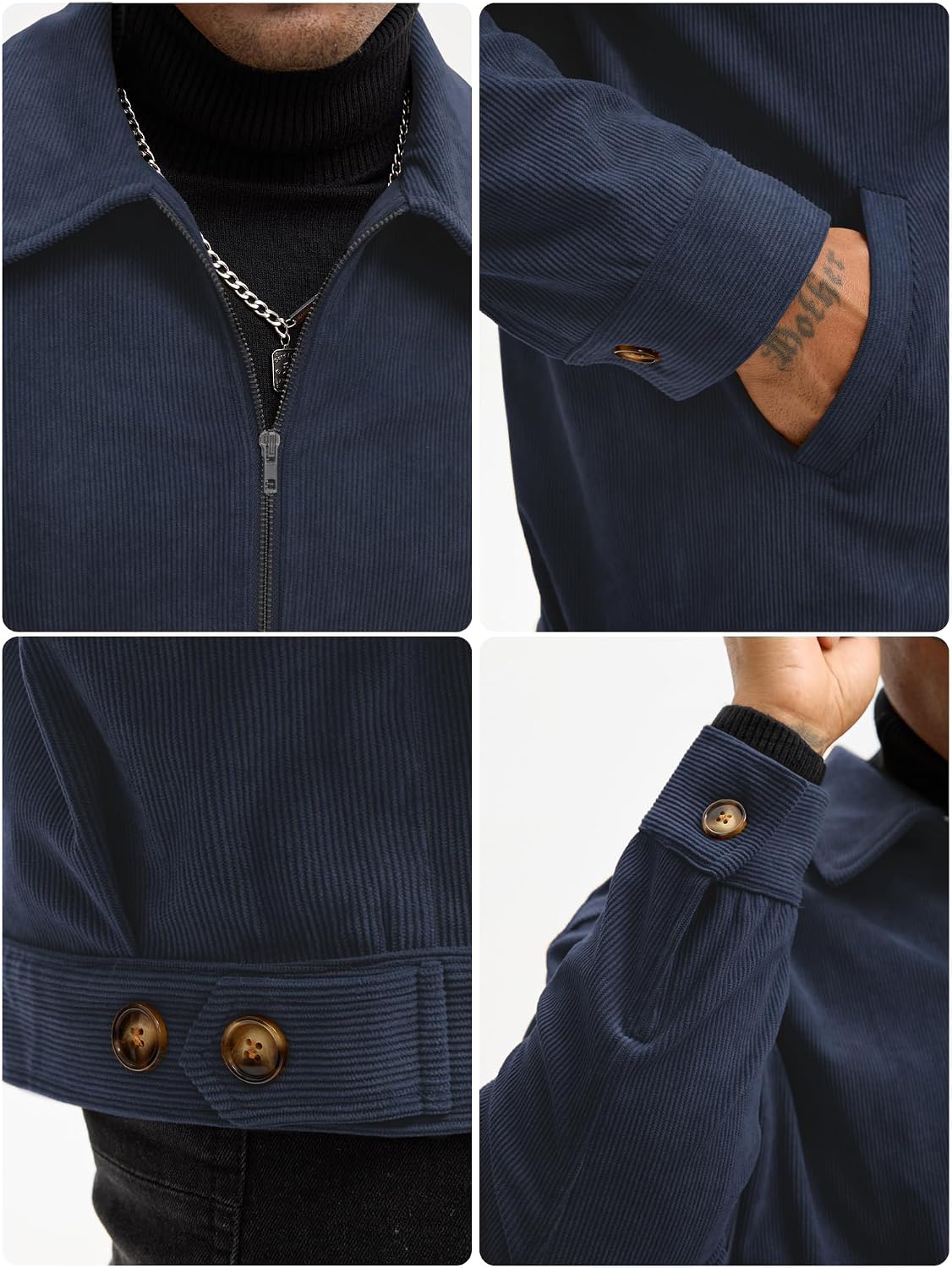 Detalle de Comdecevis Men's Corduroy Bomber Jacket