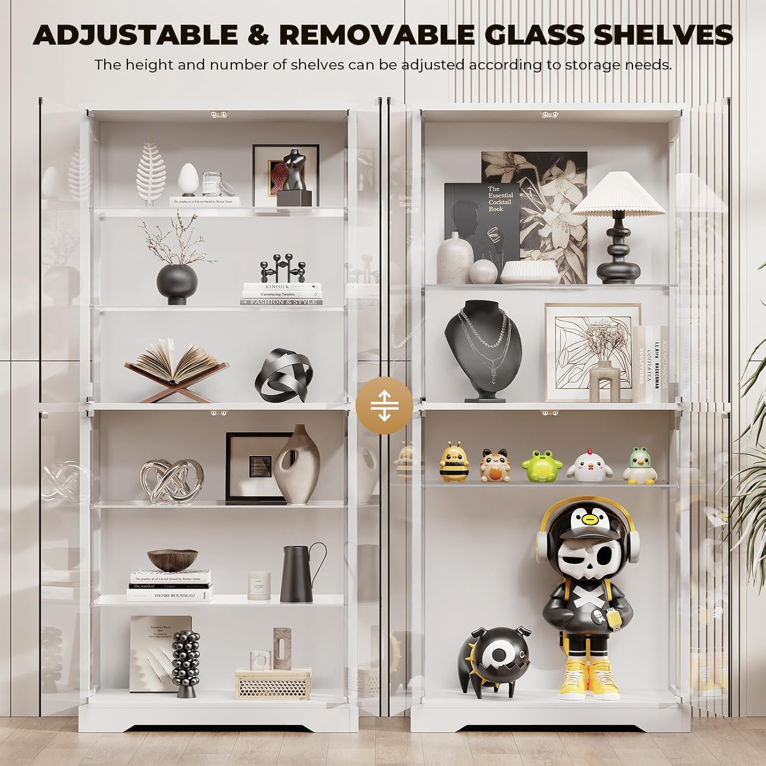 Detalle 2 de BROTTAR BD019 71-Inch Display Cabinet with Glass Shelves and 3-Color LED Lights