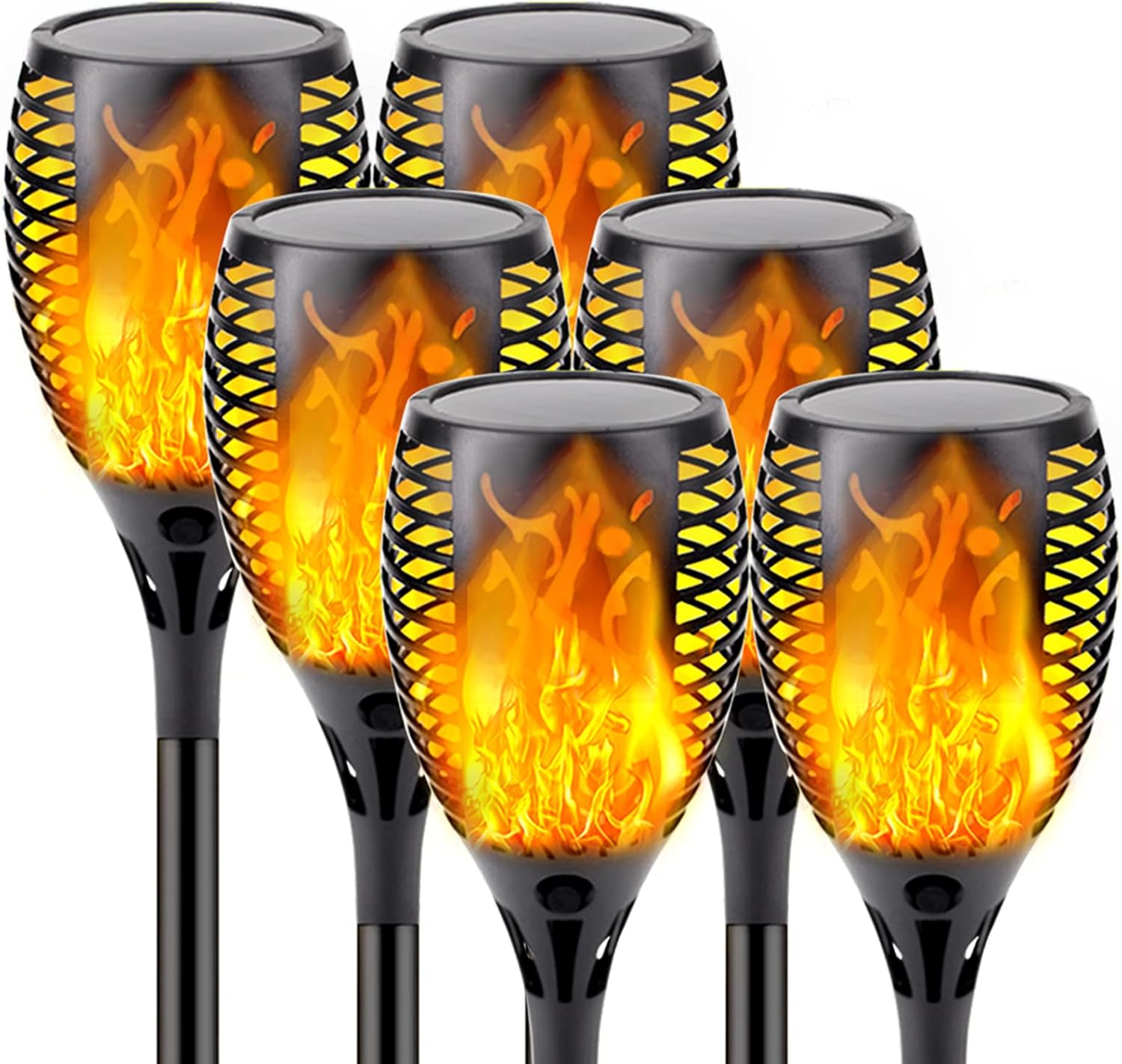 Detalle de SANJICHA Solar Torch Lights, 6-Pack Orange Flickering Flame, IP65 Waterproof