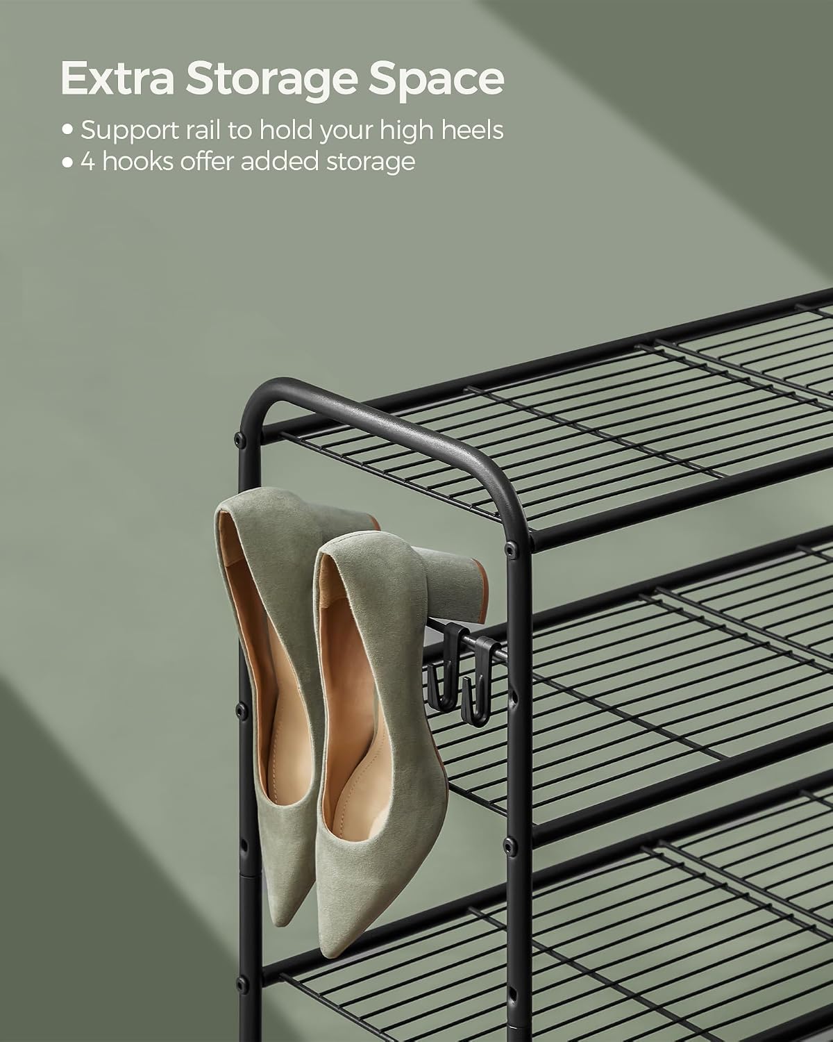 Thumbnail 6 de SONGMICS Davian Collection LMR131B01 3-Tier Adjustable Metal Shoe Rack, Matte Black