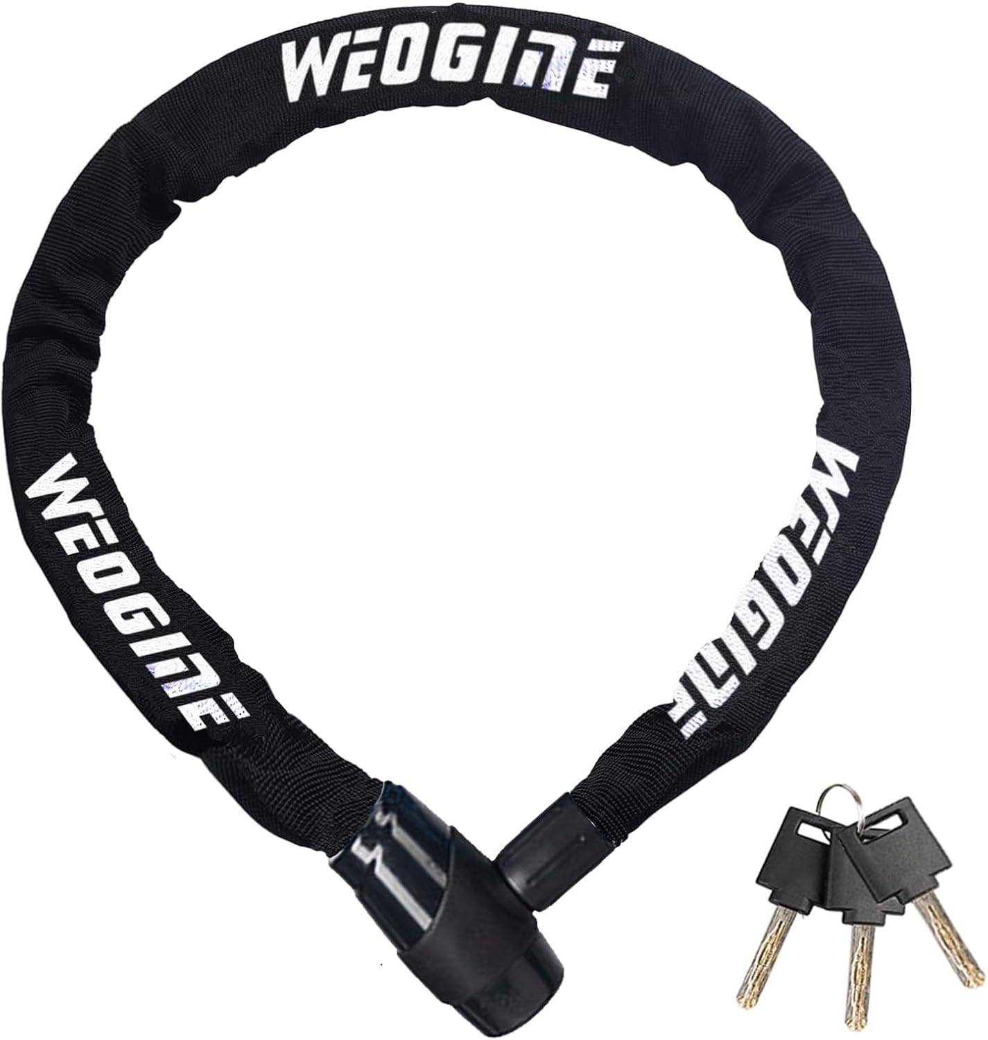 Detalle de Weogine WCS-black4-1 Bike Chain Lock, 2.72 ft, 4mm Chain, 3 Keys