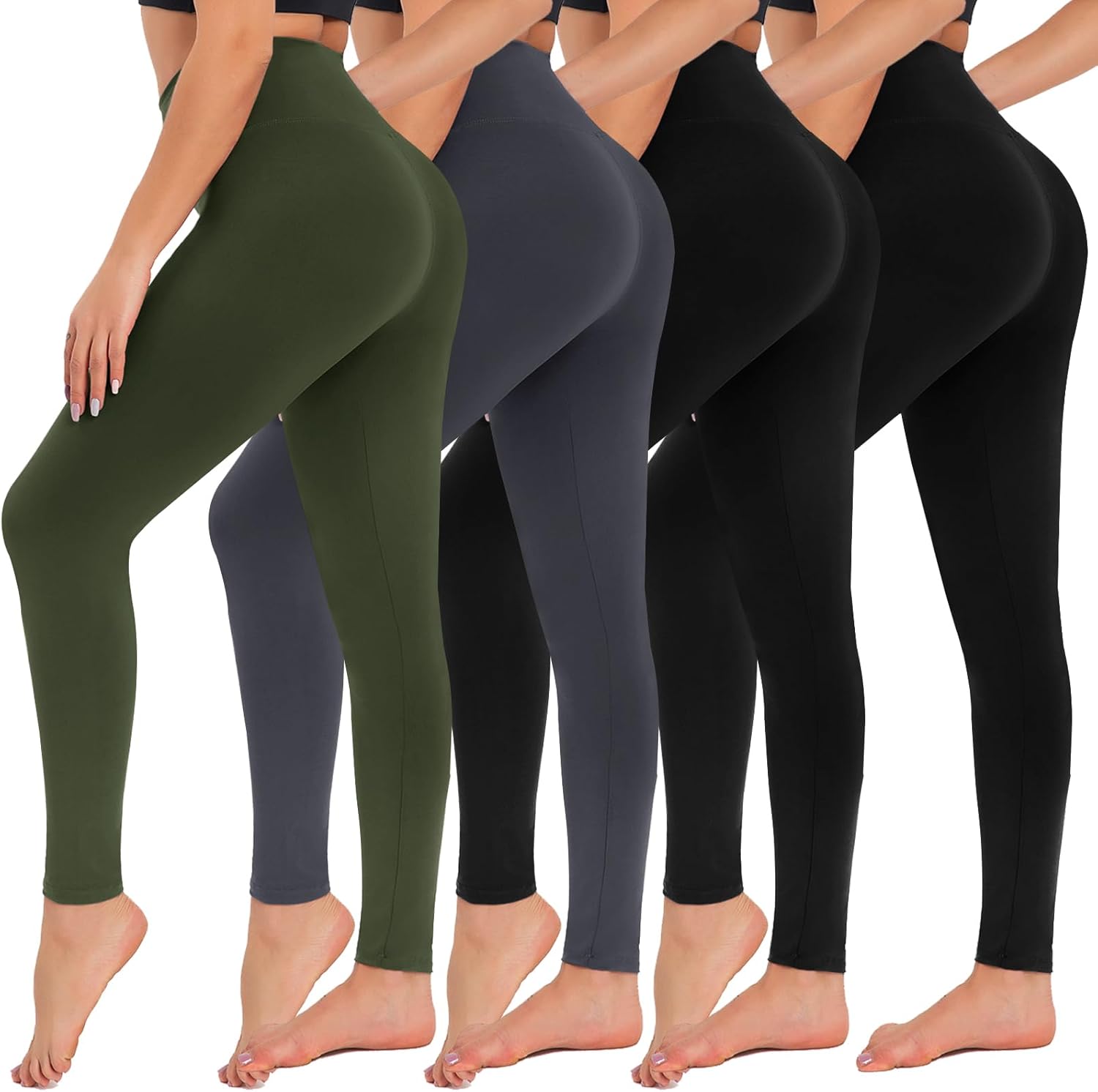 Thumbnail 6 de CAMPSNAIL 4-Pack High-Waisted Tummy Control Leggings for Women (Plus Size) — Yoga & Workout, Black