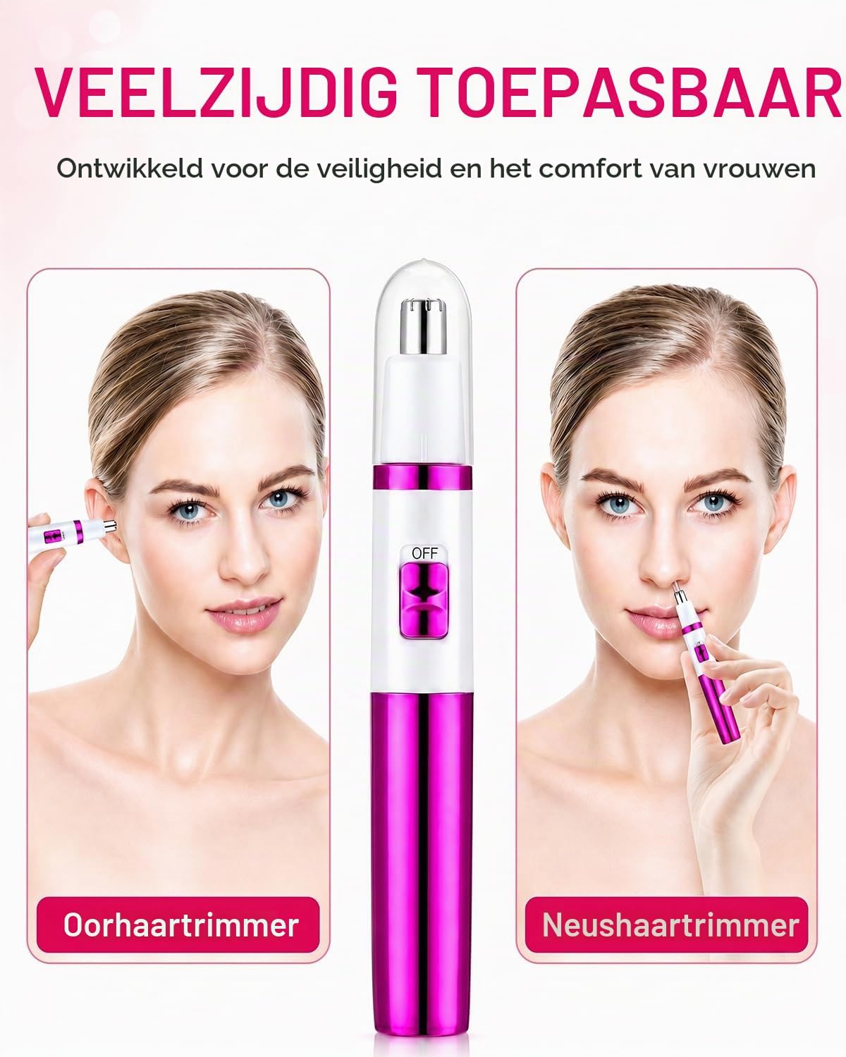 Detalle 2 de NUMIFUN neushaartrimmer voor dames, IPX7, 6500 tpm en wenkbrauwopzetstuk