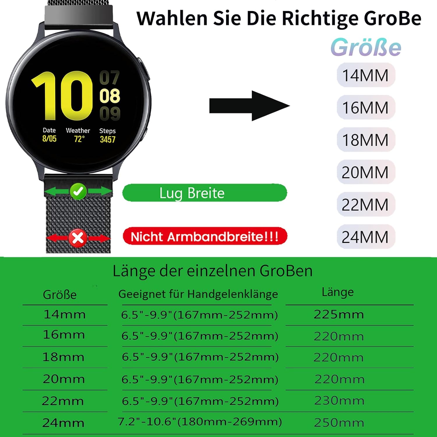 Thumbnail 2 de LYYLTX Edelstahl Mesh Uhrenarmband 6 Breiten