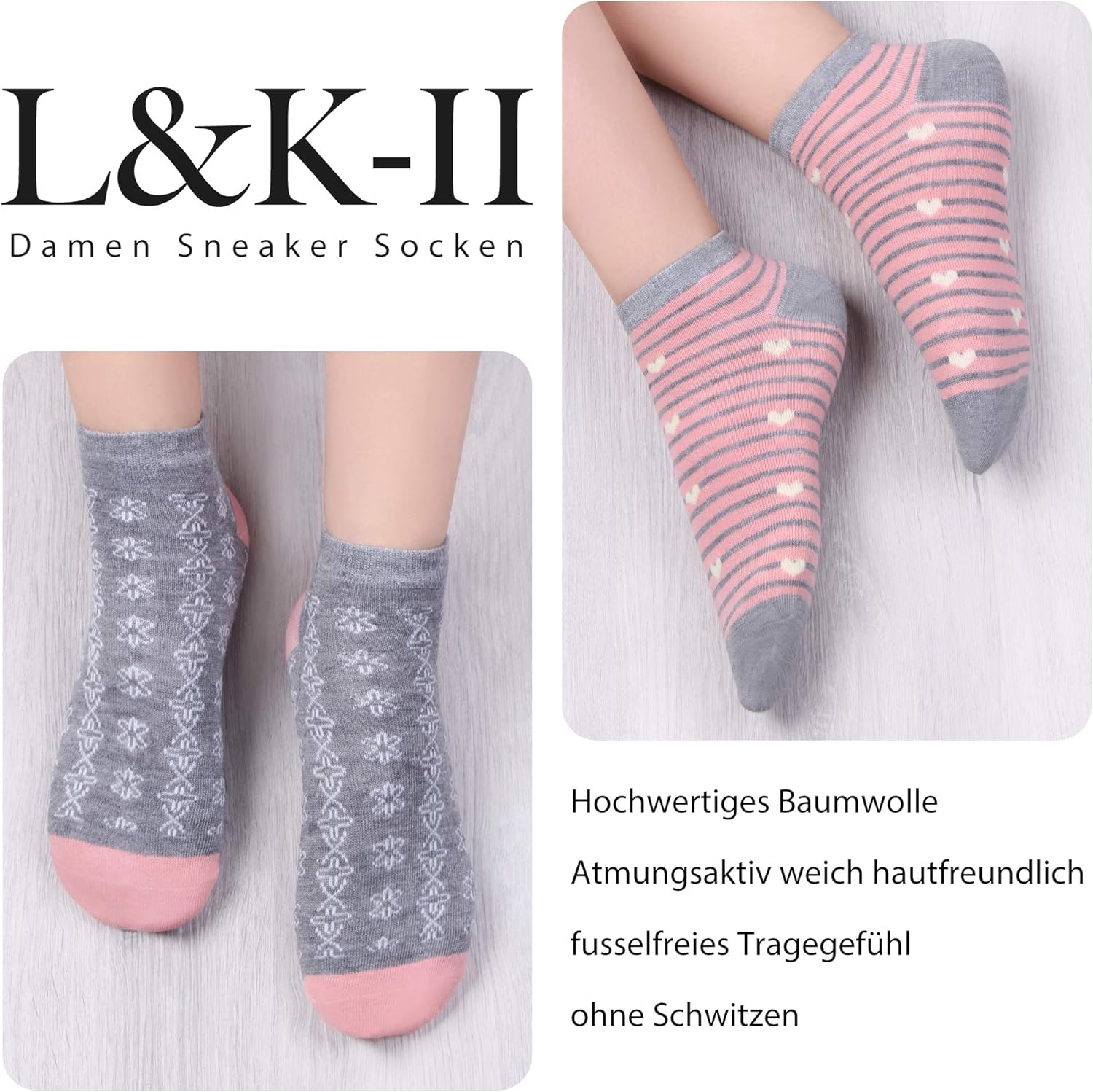 Thumbnail 3 de L&K-II 12 Paia Calze Sportive da Donna e Unisex Sneaker – Cotone, Modello 92276