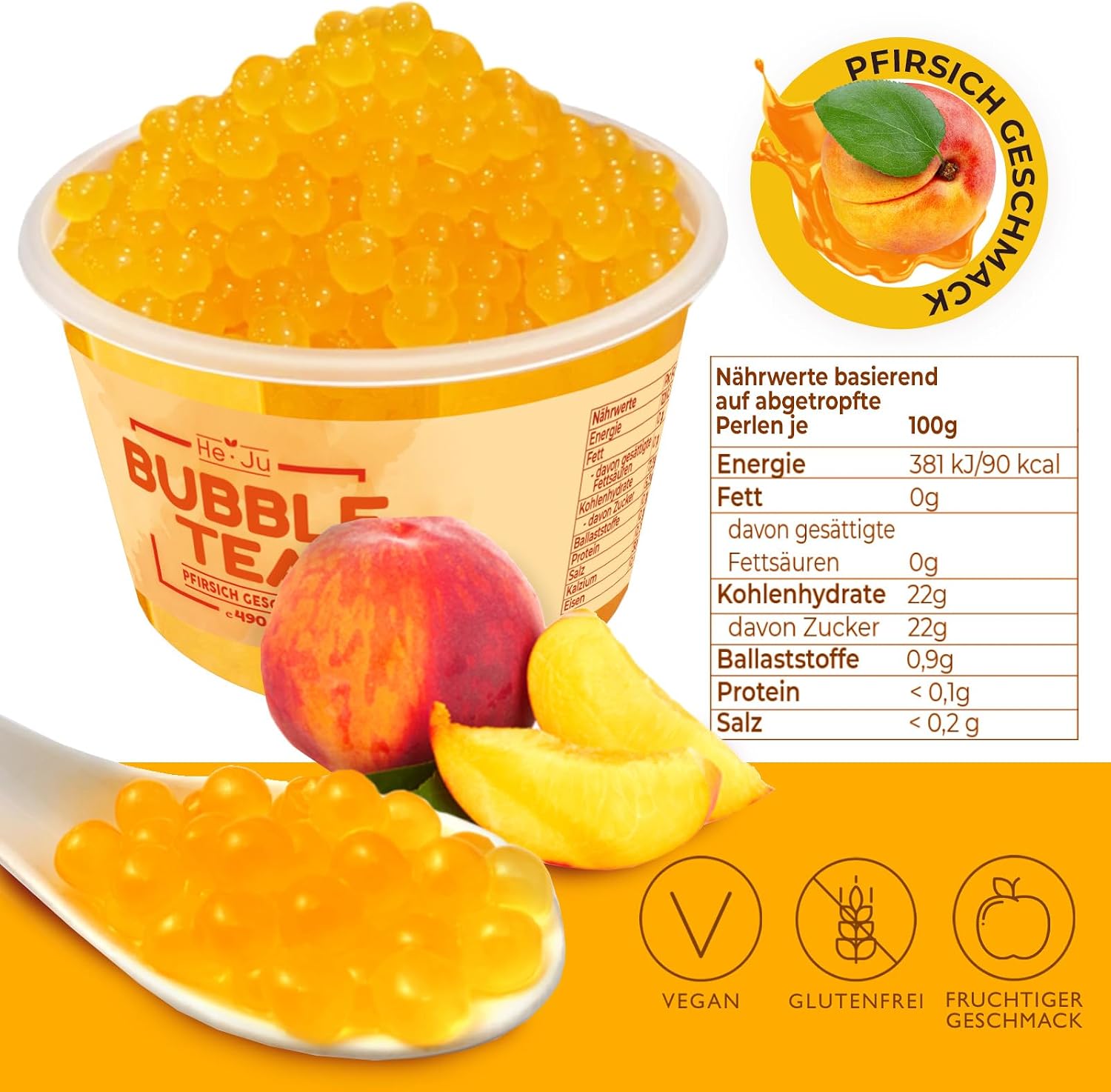 Detalle 2 de Perles Bubble Tea PĂȘche 490 g đ§