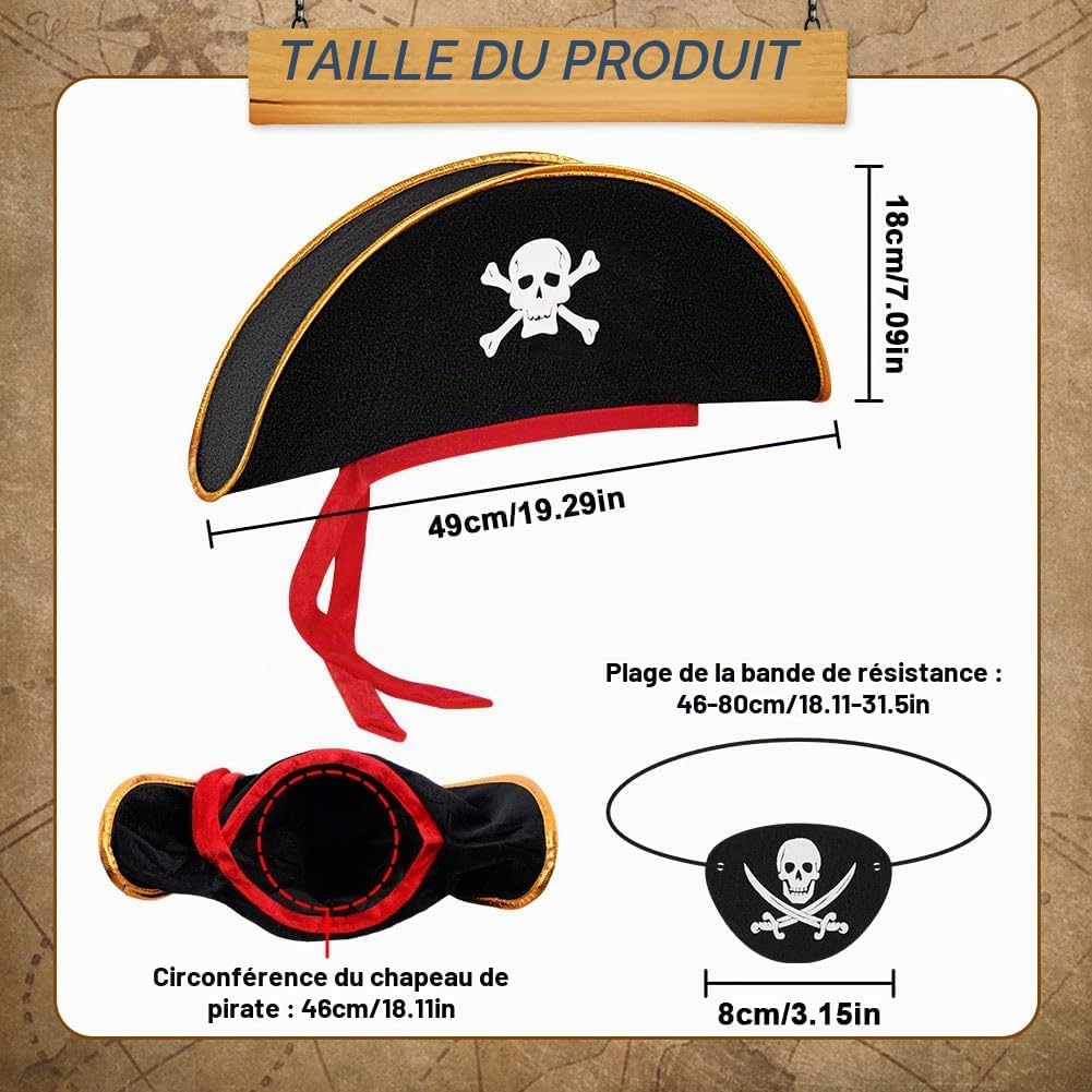 Detalle 2 de Beugo piratenkostuumaccessoires voor kinderen voor rollenspel en feest
