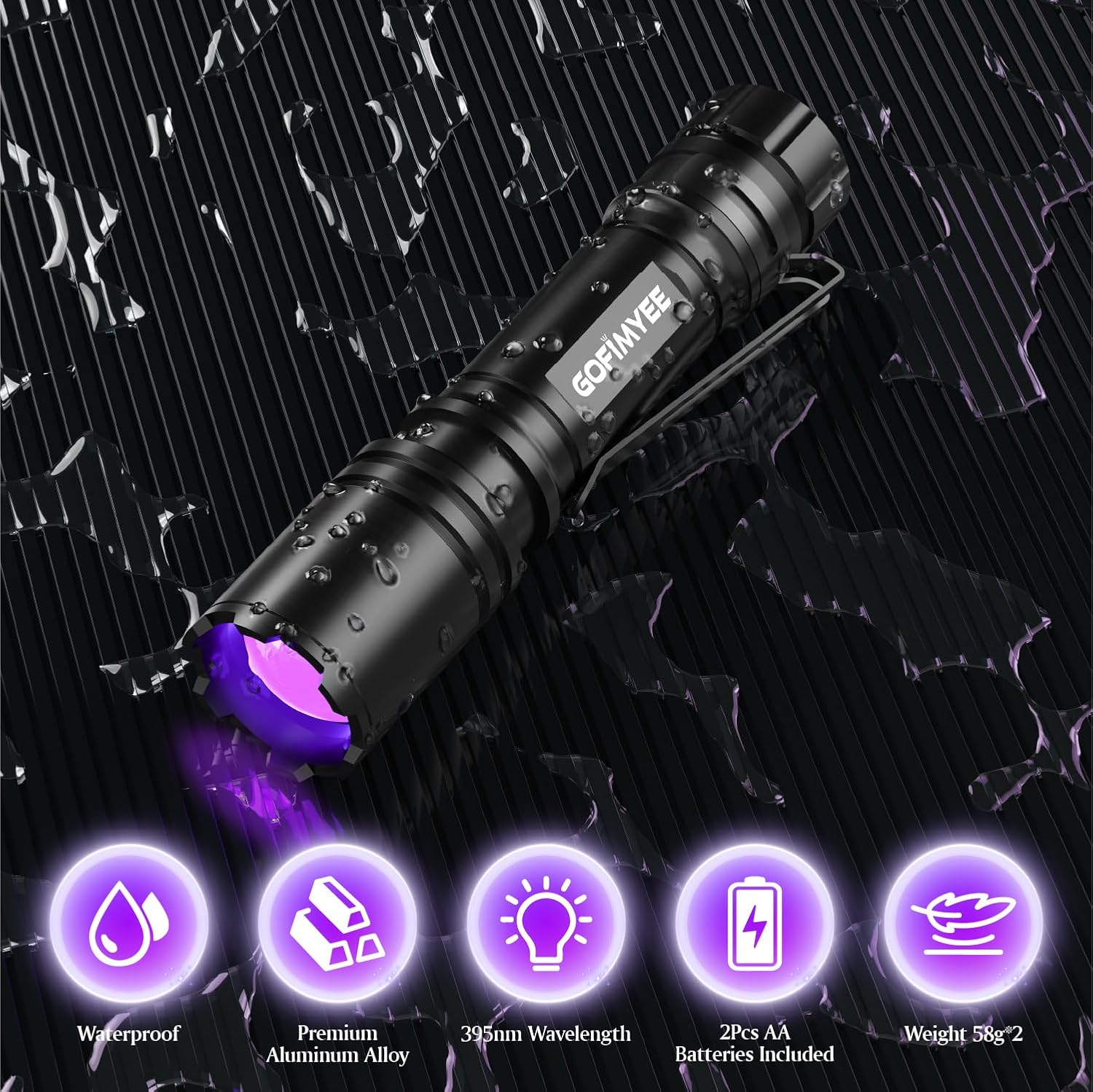 Thumbnail 4 de Gofimyee UV Taschenlampe 395nm, 2er Set
