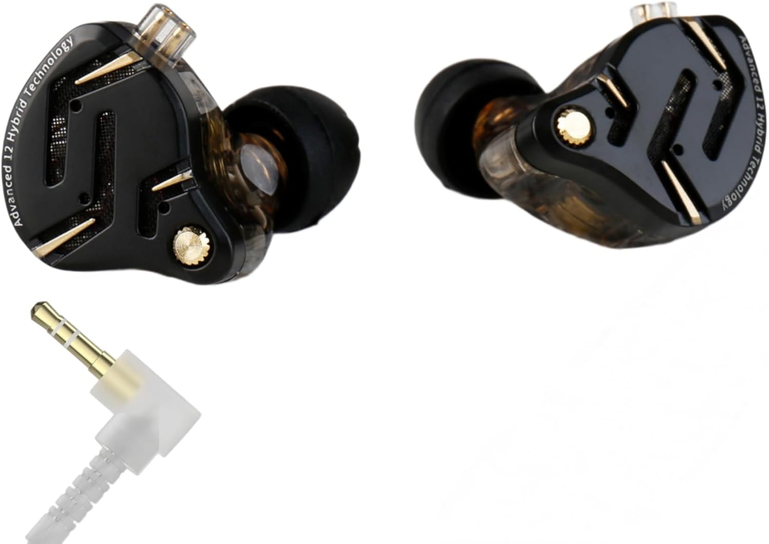 Detalle de Yinyoo KZ ZS12 Pro 2 2-Pin Wired Hybrid In-Ear Monitor (5BA+1DD) for Gaming, Music, and Calls (Black, No Mic)