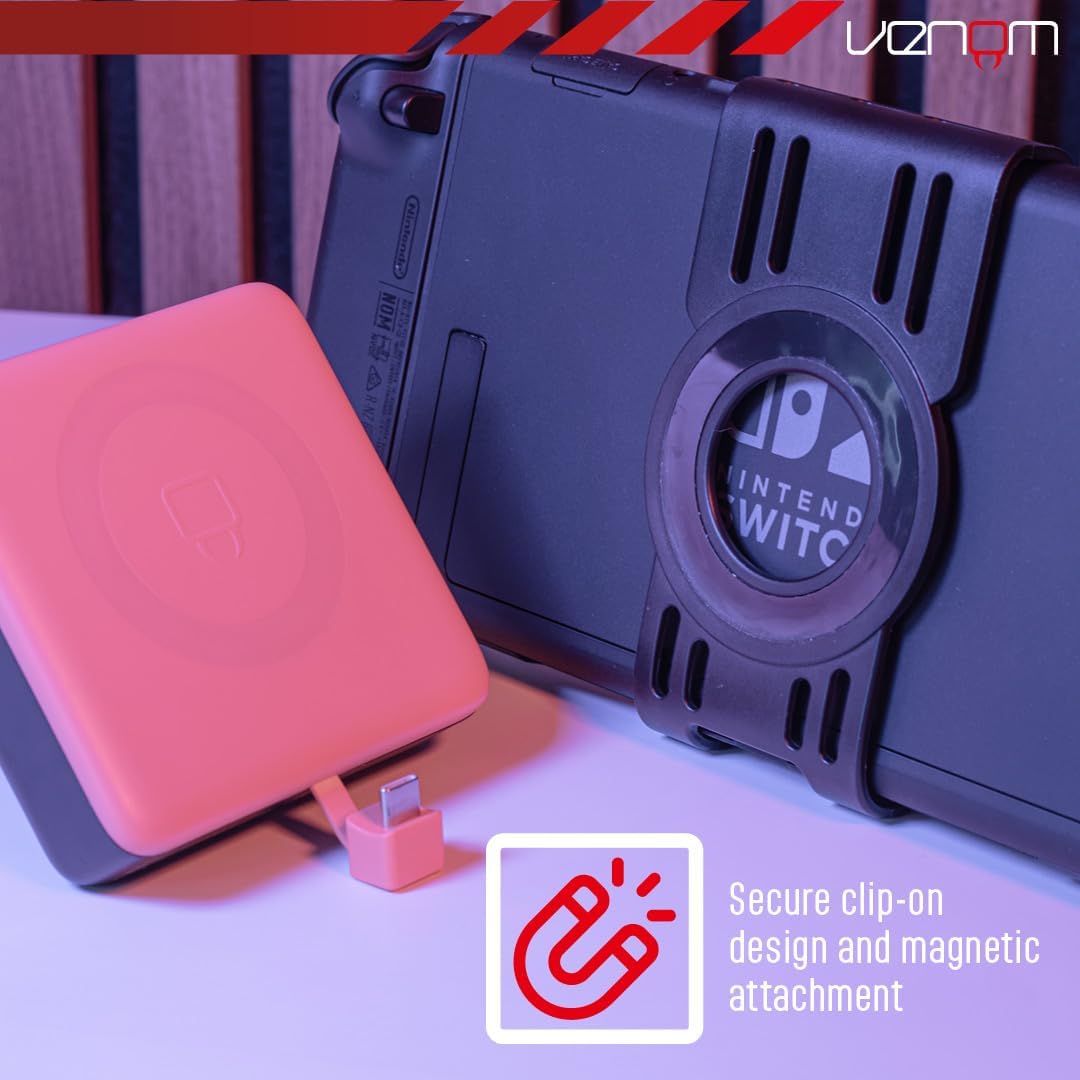 Detalle de Venom Nintendo Switch 2 Power Bank & Stand — 20000mAh Clip-On Charger with Kickstand and LED Display
