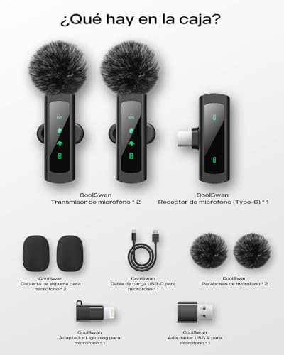 Thumbnail 8 de CoolSwan 2 Pack Micrófono Inalámbrico de Solapa para iPhone, iPad y Android