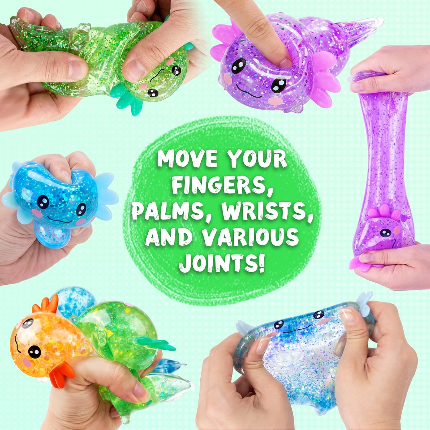 Detalle 2 de BREIS zhanli-ry Axolotl Squishy Fidget Toys, 4-Pack in Four Colours
