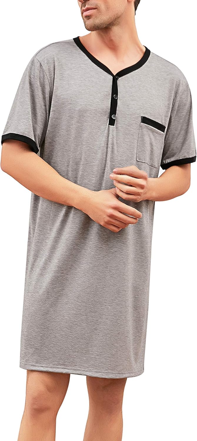 Thumbnail 4 de Enjoyoself Men's Cotton Pyjama Top – Soft, Breathable Knee-Length Nightshirt