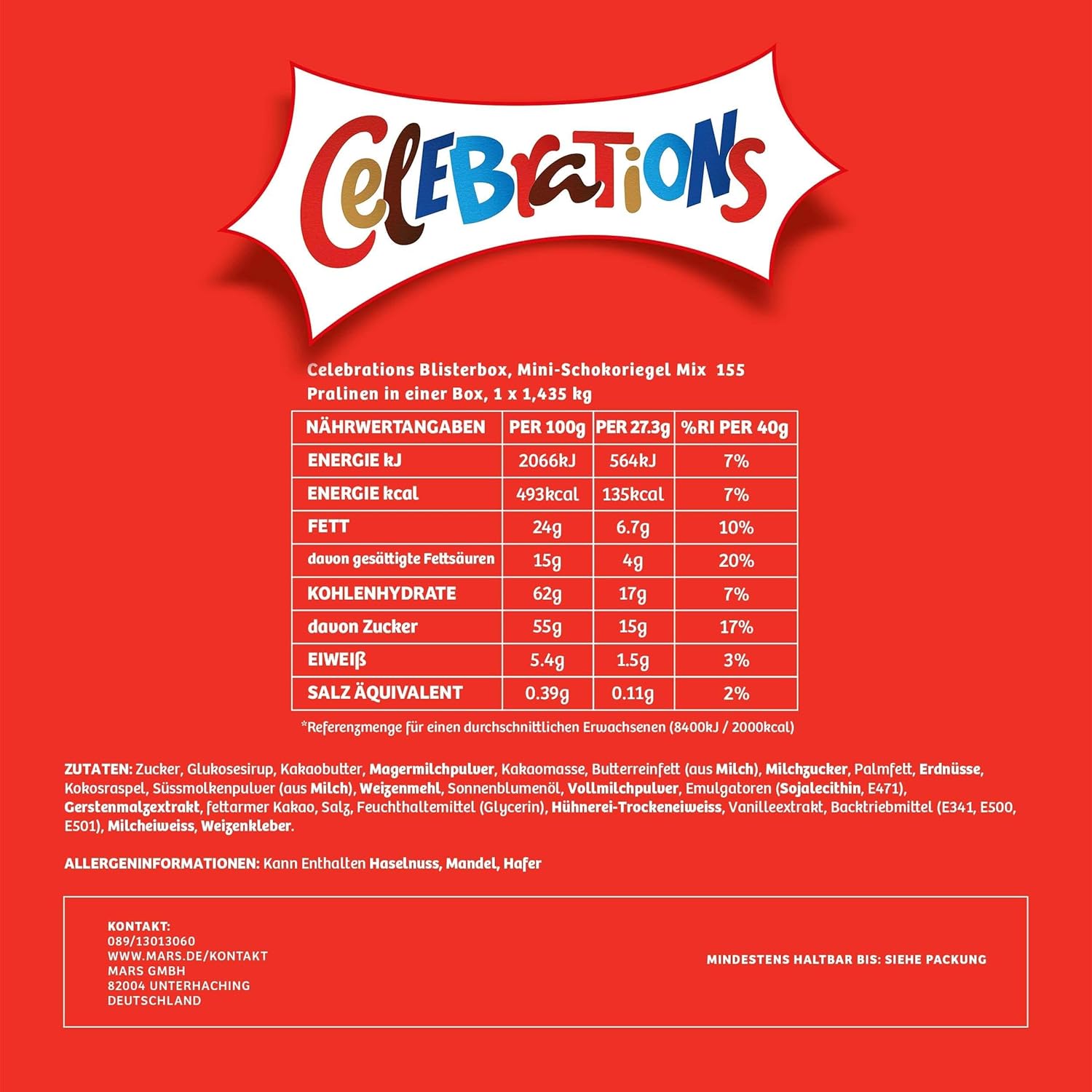 Thumbnail 1 de Celebrations Schokolade Großpackung 1435 g – Mini-Schokoriegel Mix (Maltesers, Galaxy, Snickers & mehr)