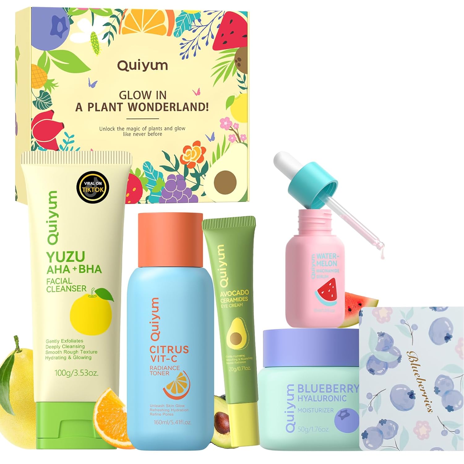 Detalle de QUIYUM Fruit Skin Care Set: 5-Piece Daily Routine for Teens to Women