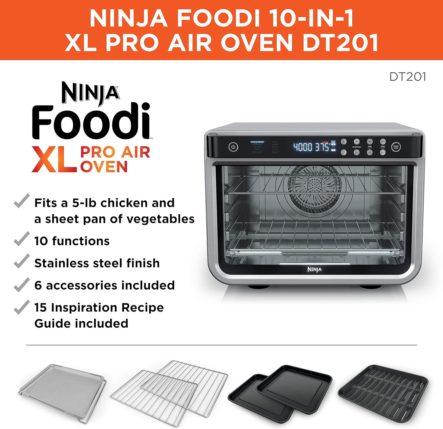 Thumbnail 1 de Ninja DT201 1800W Air Fryer Toaster Oven