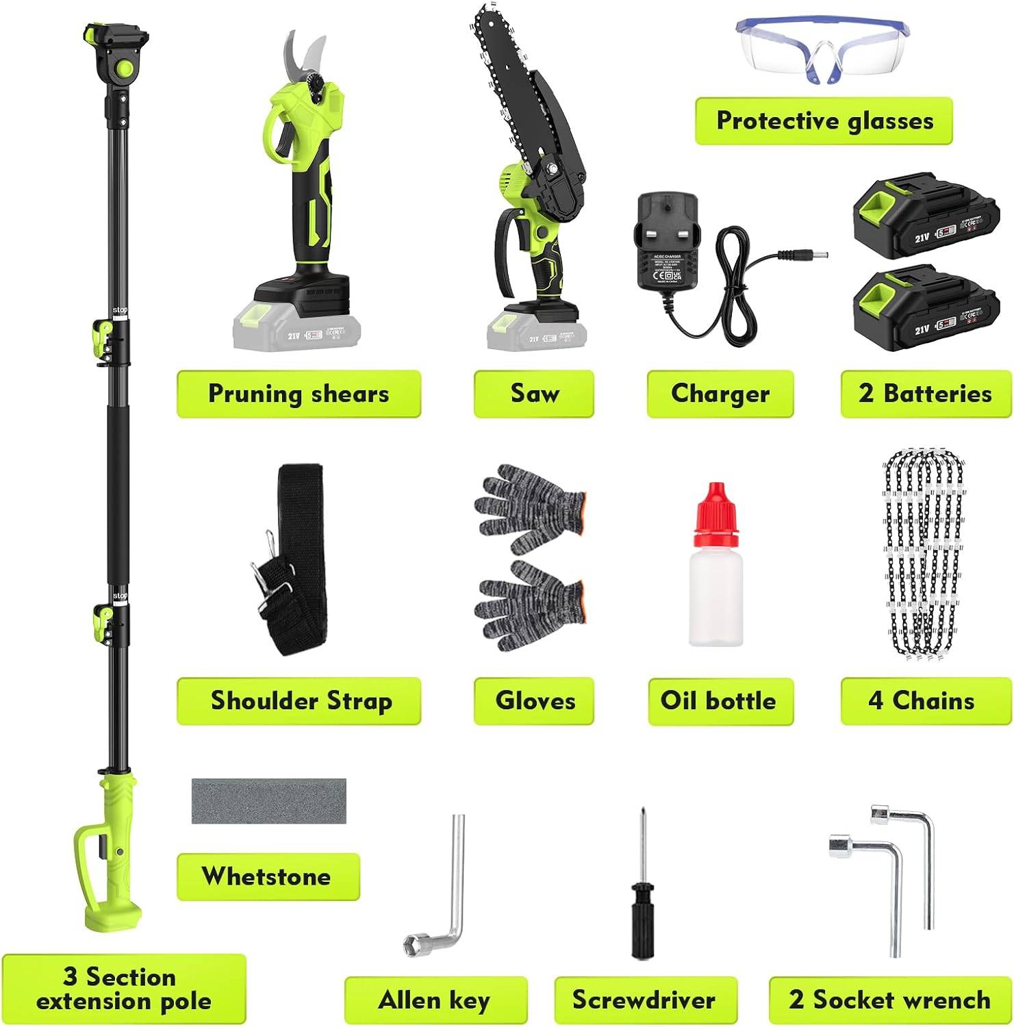 Thumbnail 6 de Cordless Pole Pruning Shears & Chain Saw Set with 6.4ft Extension Pole