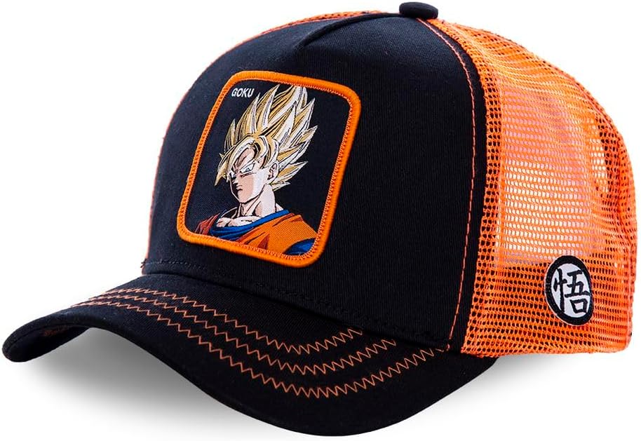 Detalle de Capslab Casquette Junior Dragon Ball Z Goku Saiyen – Trucker snapback nero per giovani fan