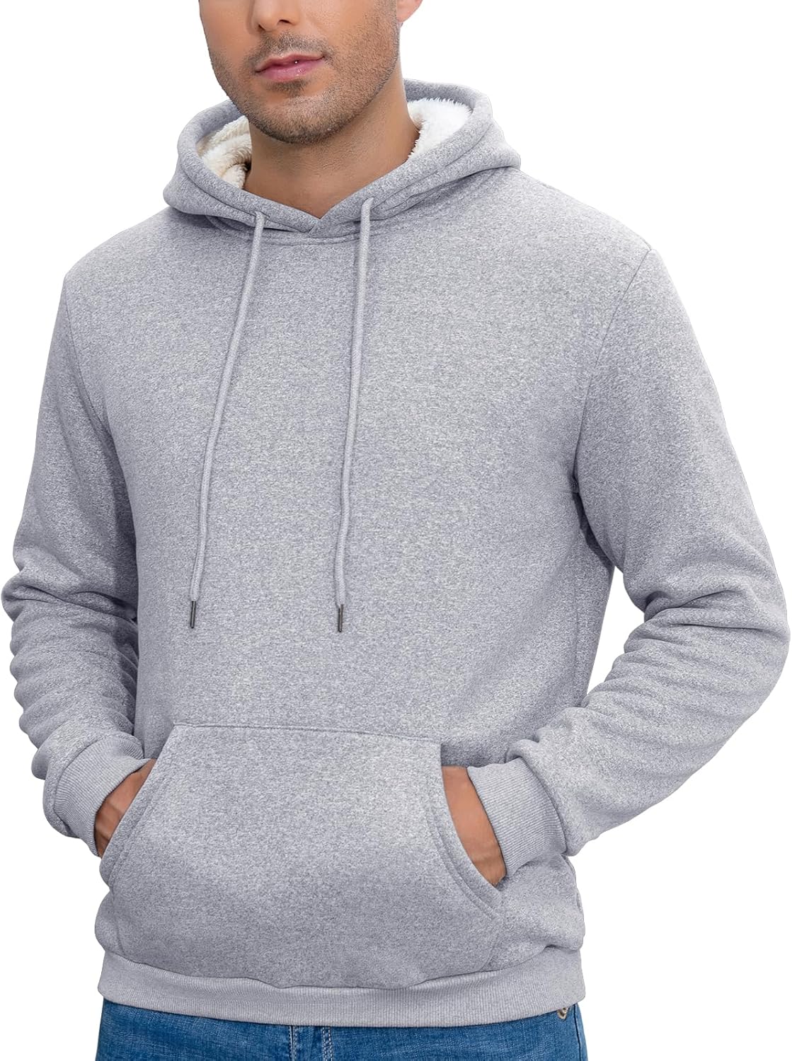 Thumbnail 6 de Vorvowry Fleecepullover Herren – gefütterter Fleece-Hoodie mit Sherpa und Kängurutasche