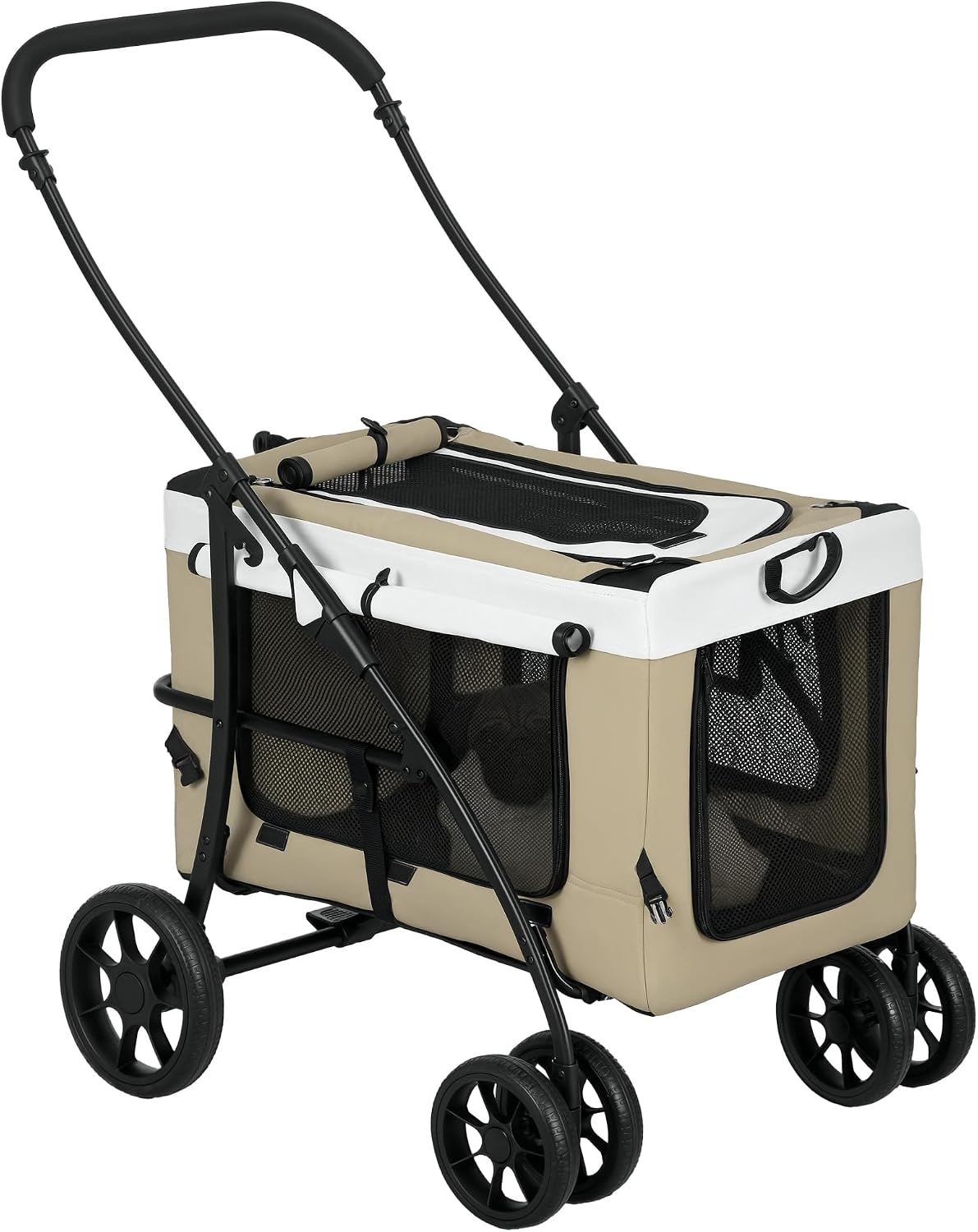 Detalle de PawHut D00-192V00KK hondenbuggy, 2-in-1 met afneembare reiswieg en 600D Oxford-stof