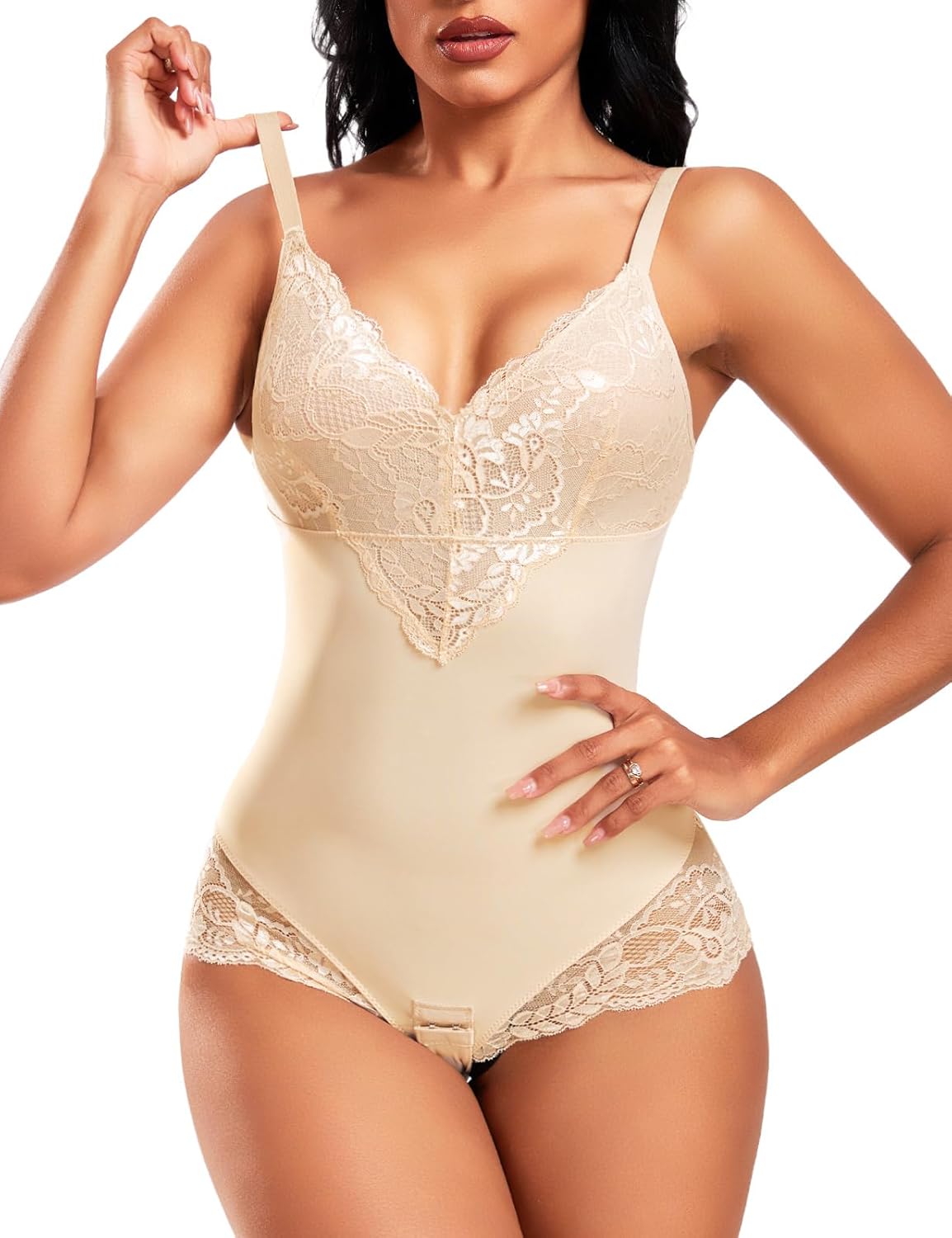 PASUDA Body Contenitivo Modellante Donna con pizzo – Bodysuit shapewear