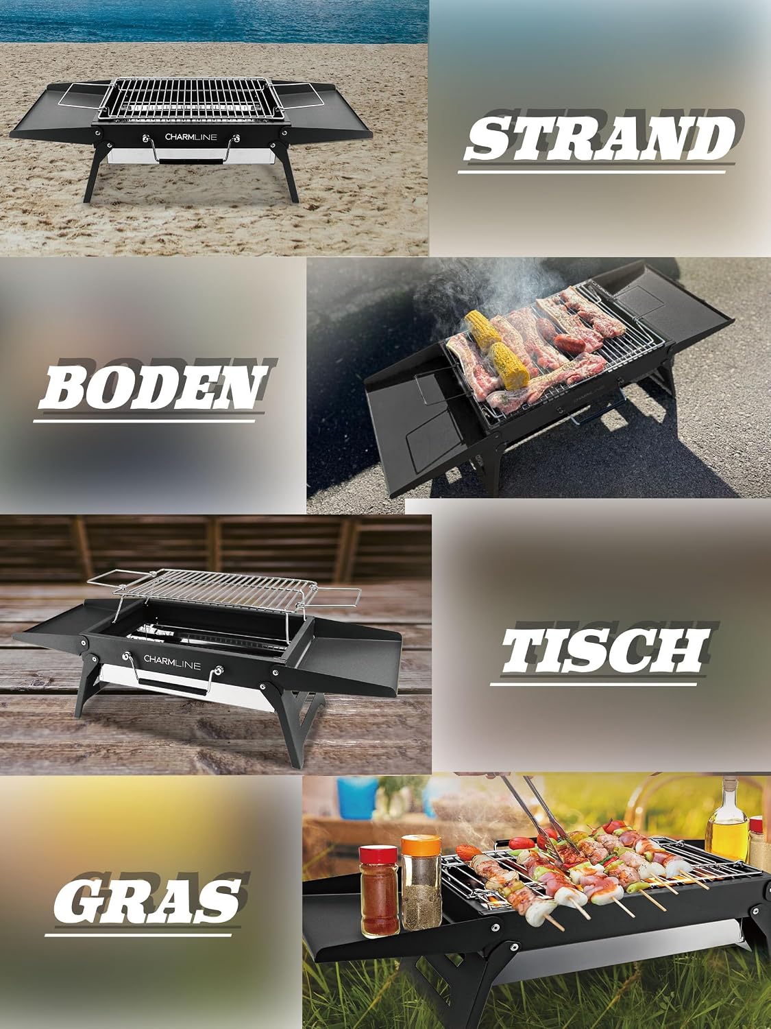 Thumbnail 6 de Charmline Tragbarer Holzkohlegrill – Klappbarer Campinggrill, 35 x 23 cm für 1–3 Personen