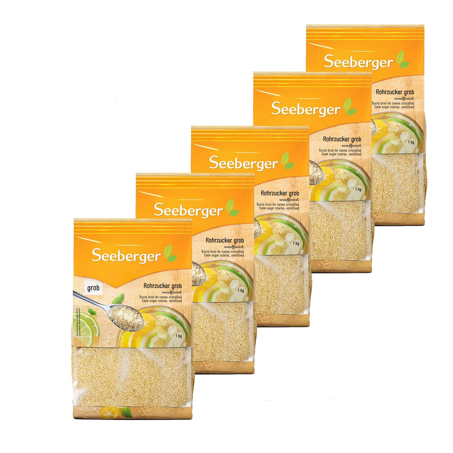 Detalle 2 de Seeberger Rohrzucker grob 5er Pack: unraffiniert, besonders aromatisch (5 × 1 kg) – vegan