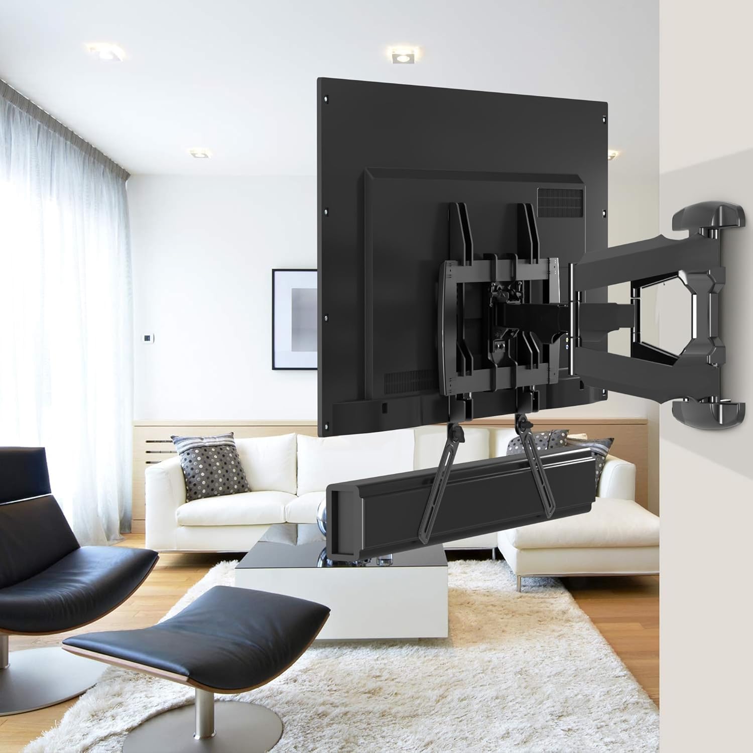 Detalle de XINLEI Support de Barre de Son SBR302: montage sans perçage pour TV 23–65" et barre jusqu’à 10 kg