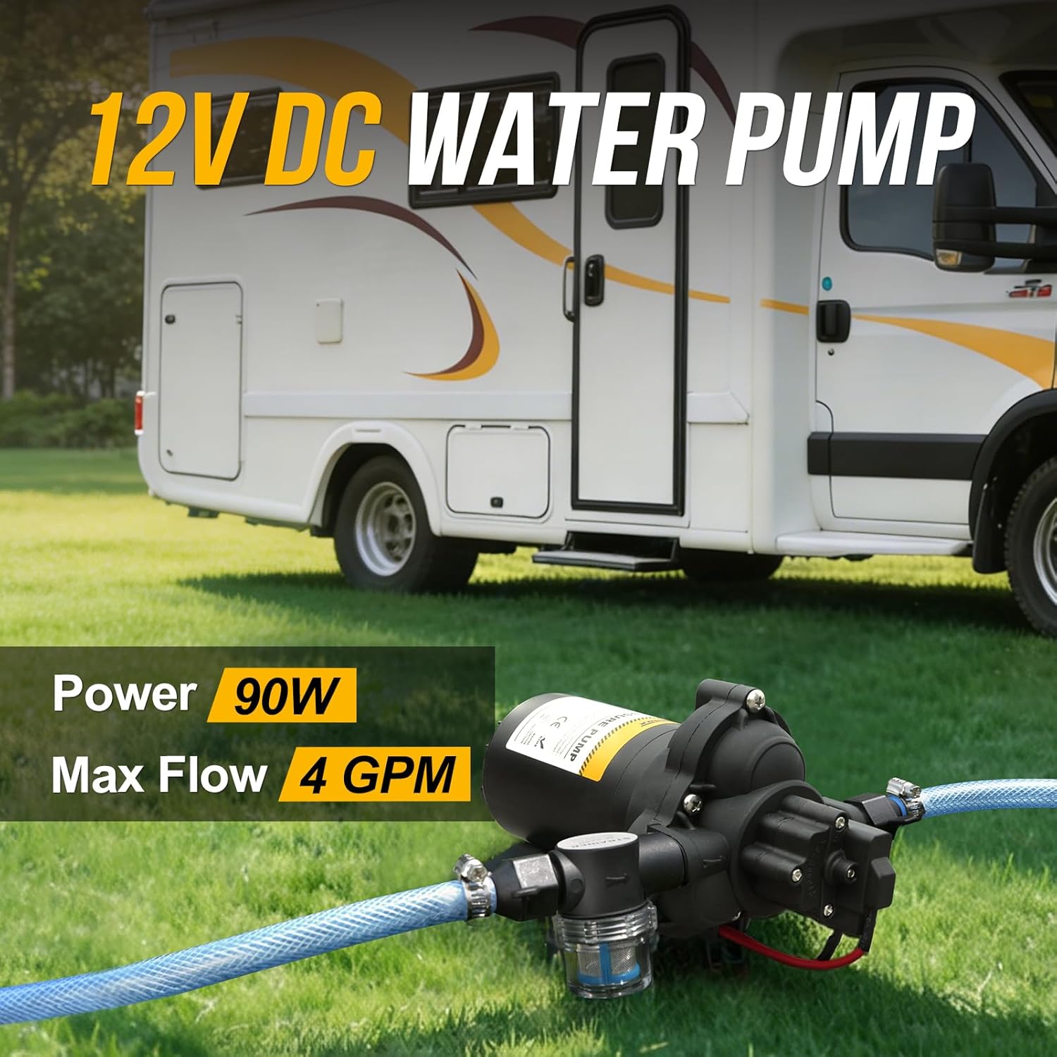 Thumbnail 1 de Gidrox 12V RV Water Pump (4.0 GPM, 45 PSI) Quiet Diaphragm Pump w/ Pressure Switch