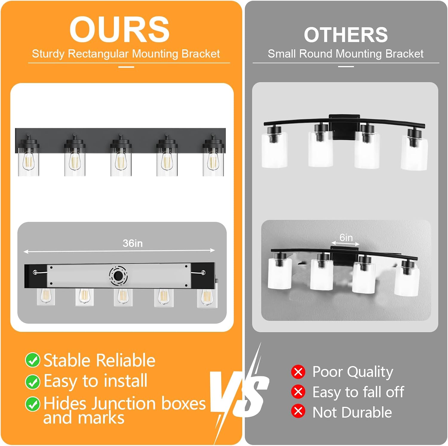 Detalle de IZORRO HL101-5T-CL 5-Light Bathroom Vanity Light, 90 cm, Matte Black