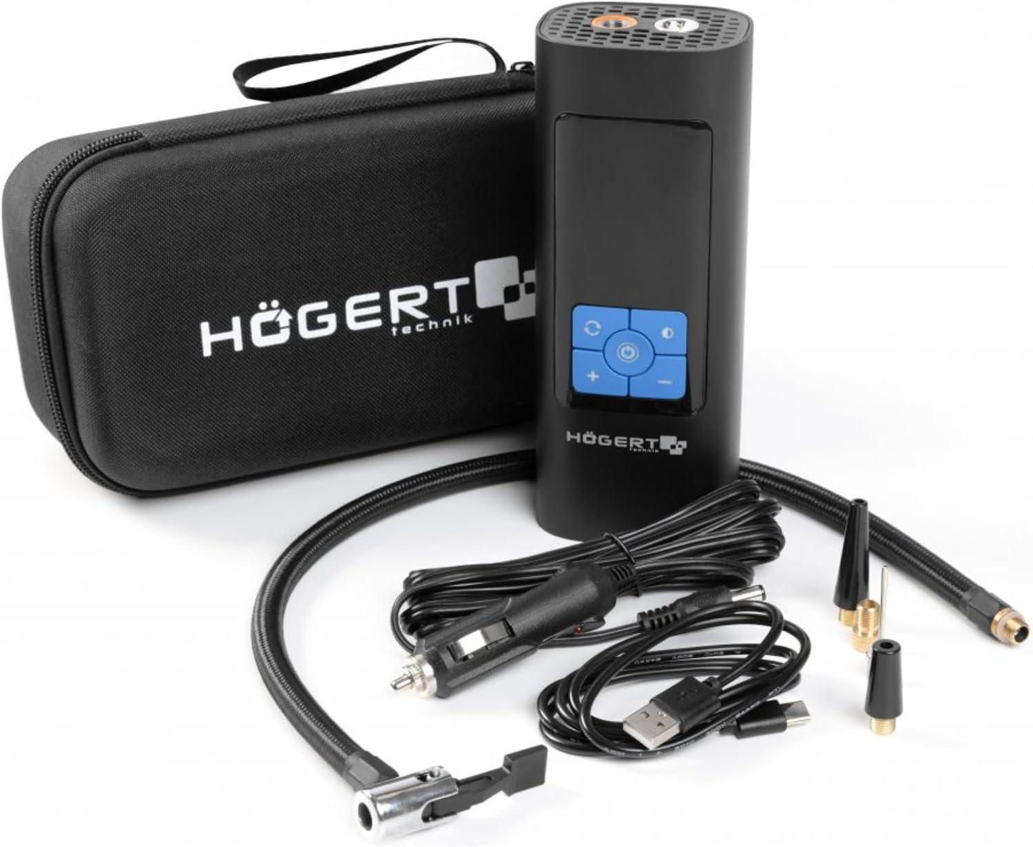 Detalle de Högert Technik HT8G626 – akumulatorowa pompka 3 w 1, 10 bar, powerbank i LED