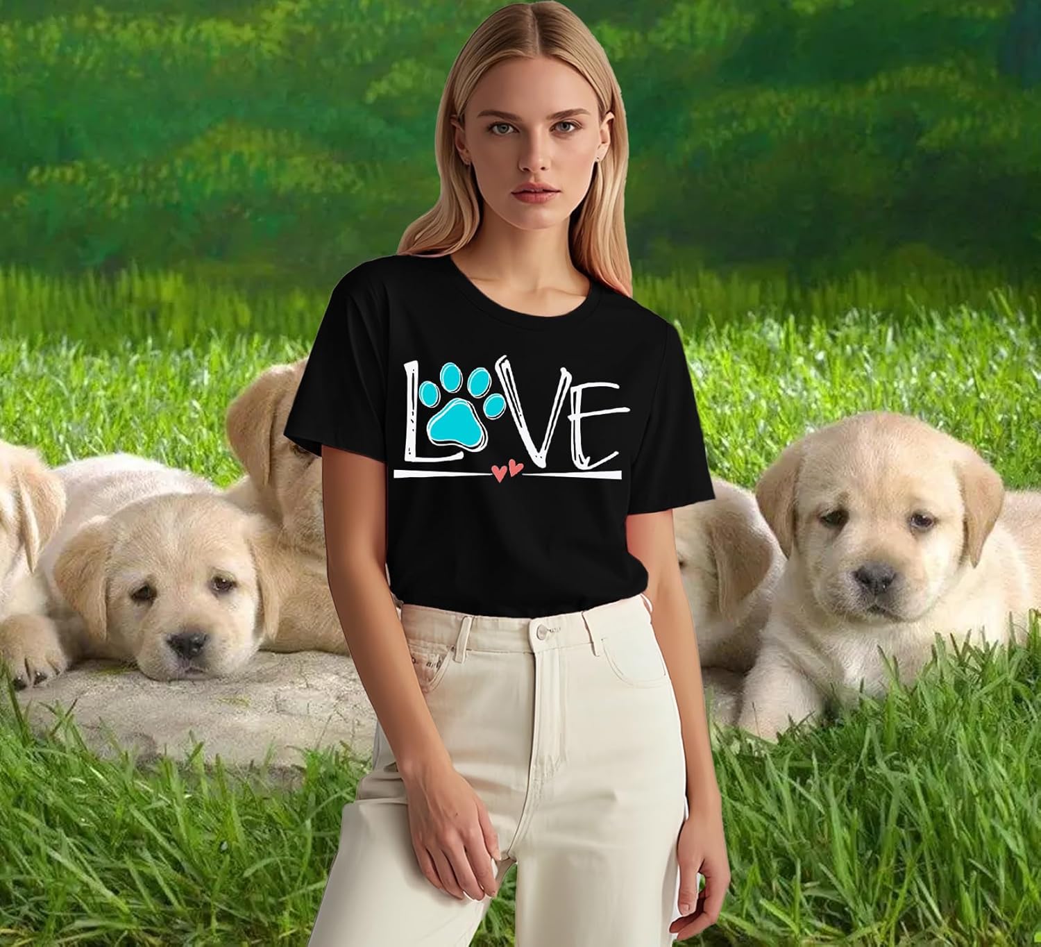 Detalle 2 de Qskall Womens Mama Treat Dealer Dog Paw Printing Tee