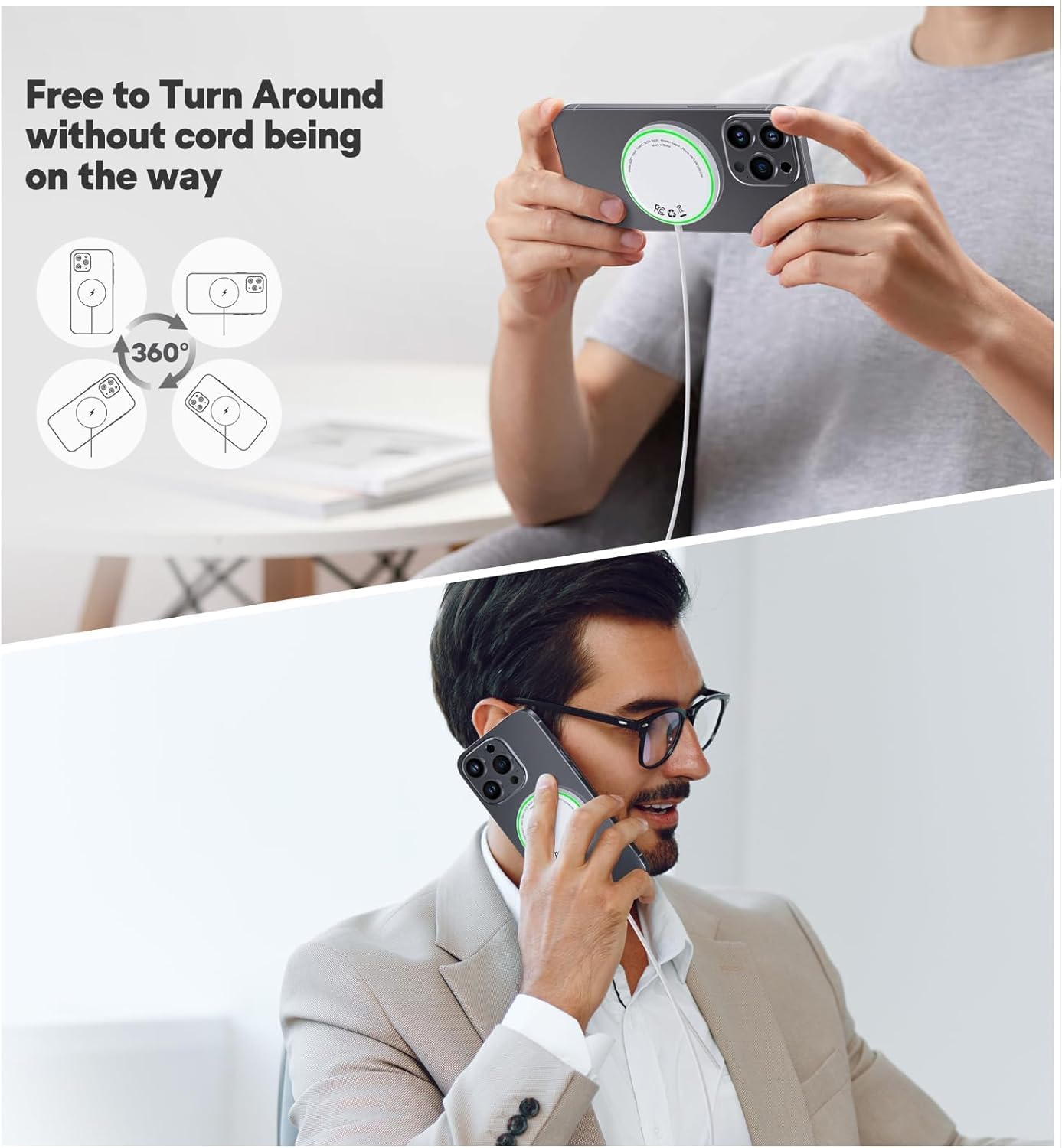 Thumbnail 4 de 2 Pack Magnetic Wireless Charger Stand 15W – Mag-Safe for iPhone and AirPods
