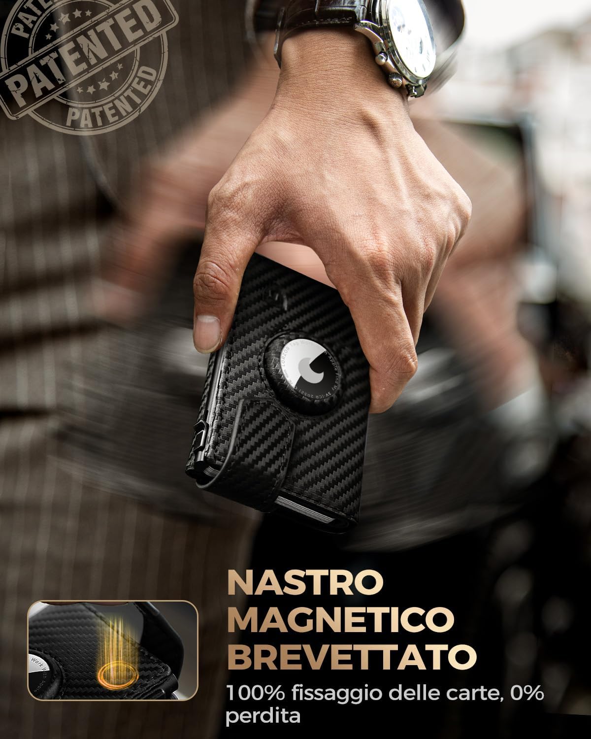 Detalle 1 de LORZOR Portafoglio Uomo Slim con Portamonete XXL 2 cm