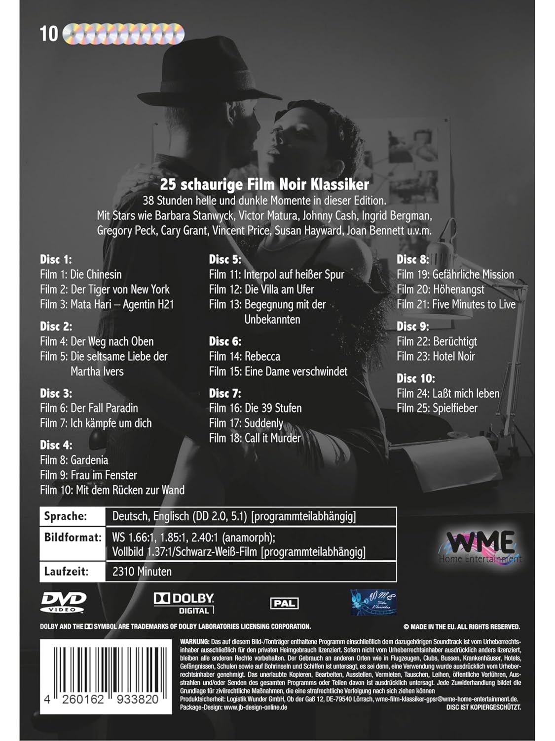 Thumbnail 1 de WME Film Klassiker Film Noir Klassiker Collection: Schwarze Serie (düsteres Melodrama, Krimi-Thriller)
