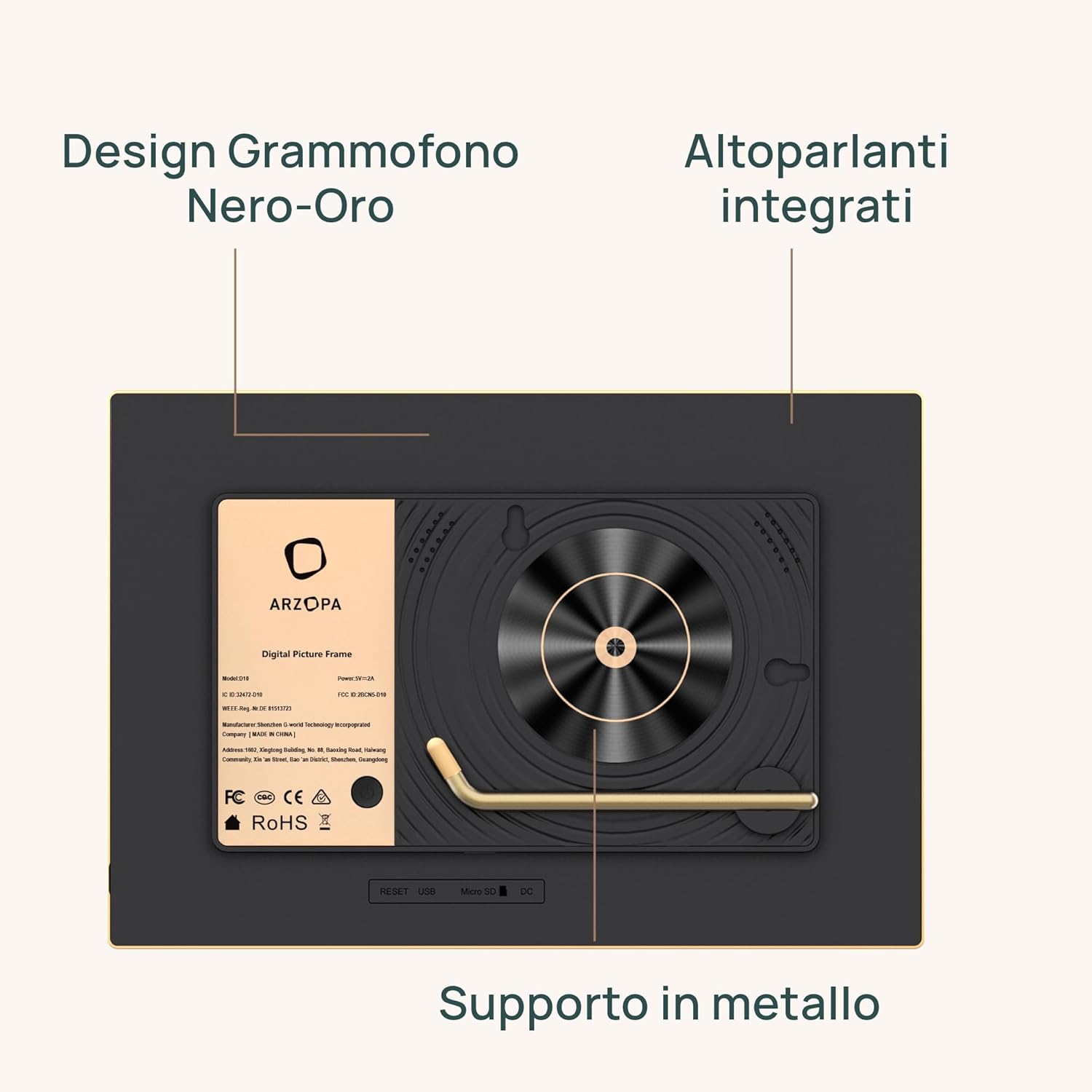 Thumbnail 5 de ARZOPA Cornice Digitale 10,1'' D10 Gold con archiviazione cloud illimitata gratuita