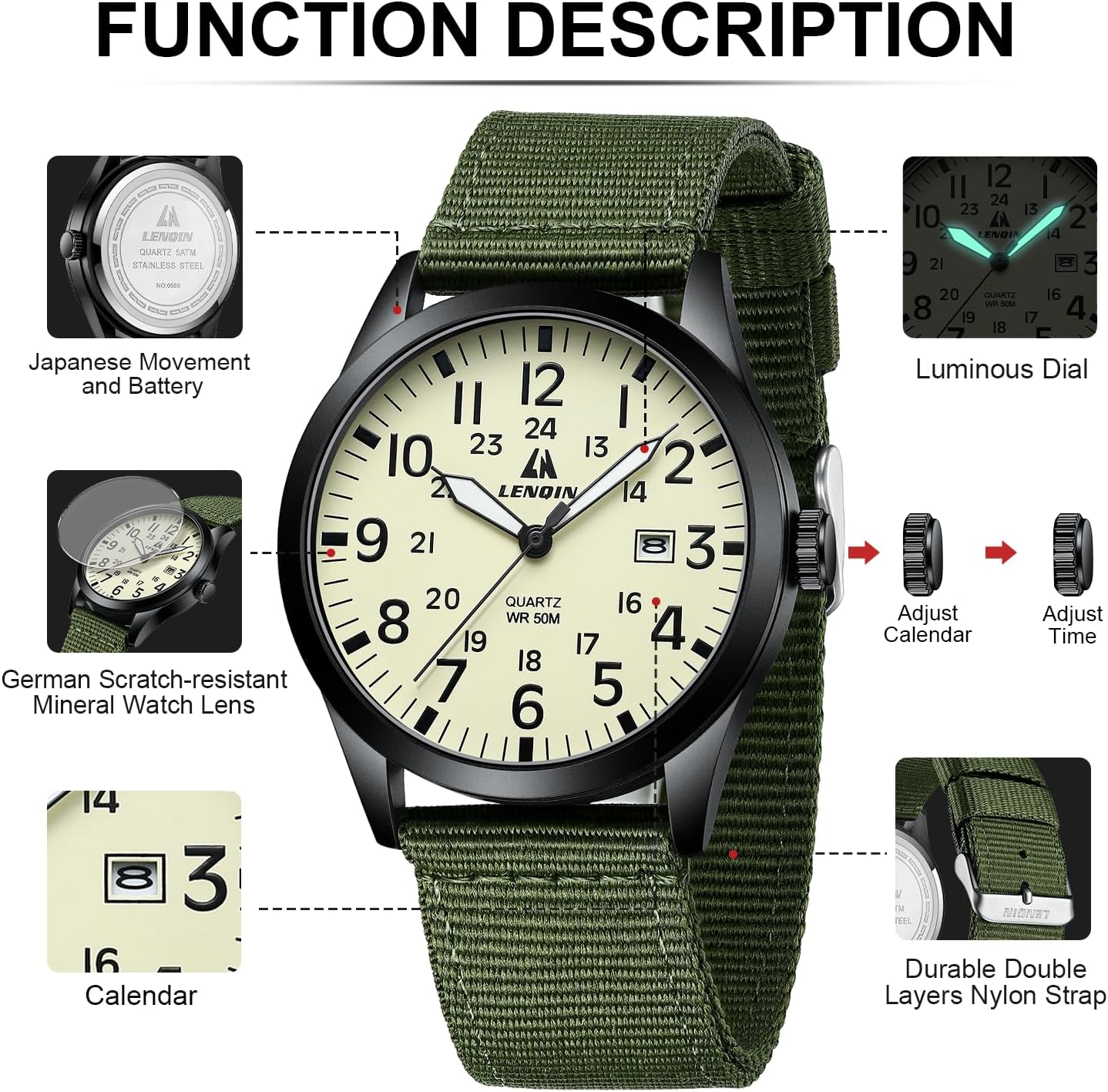 Thumbnail 3 de LN LENQIN reloj militar 42 mm