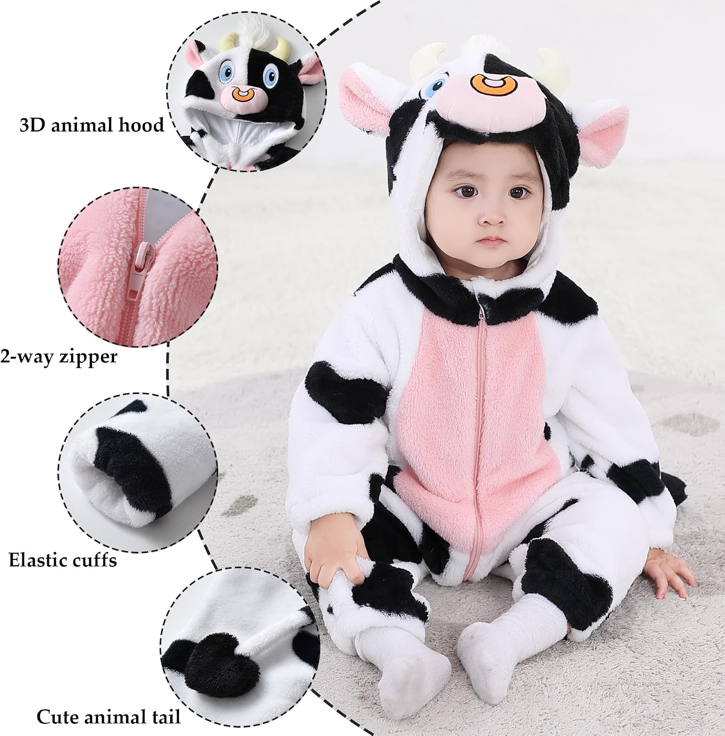 Detalle de TONWHAR Baby Animal Romper, Fleece