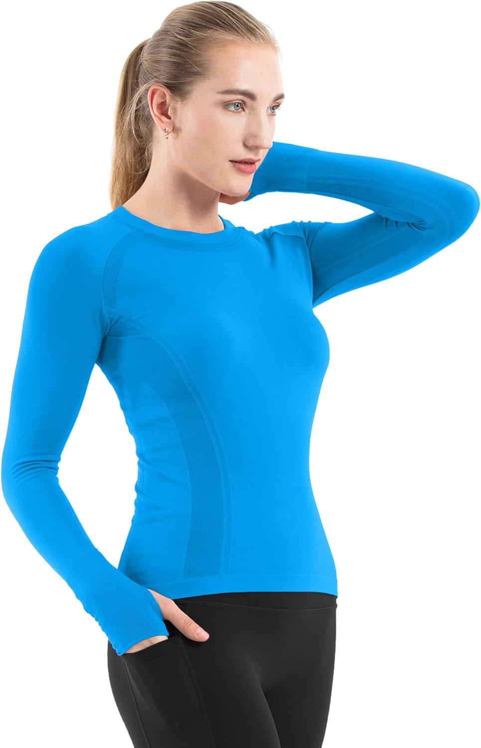 Detalle de MathCat Seamless Long-Sleeve Workout Shirt for Women with Thumb Holes