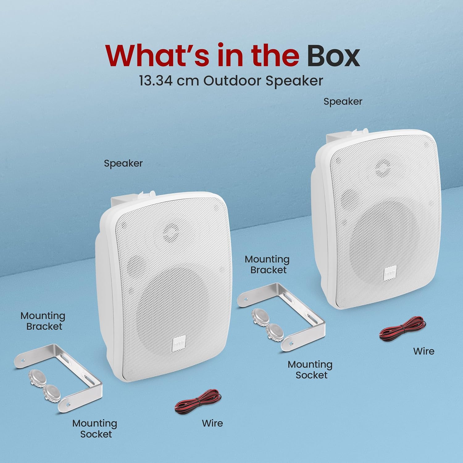 Detalle de Pyle Outdoor Bluetooth Speakers Pair – 13.3 cm 2-Way Weatherproof Wall/Ceiling Mount, 600W